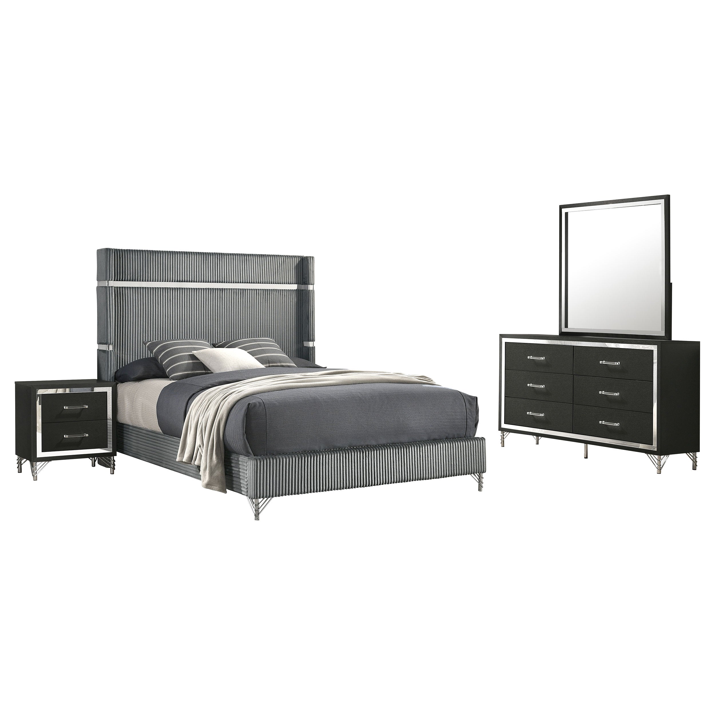 Lucia   Bedroom Set Grey and Black