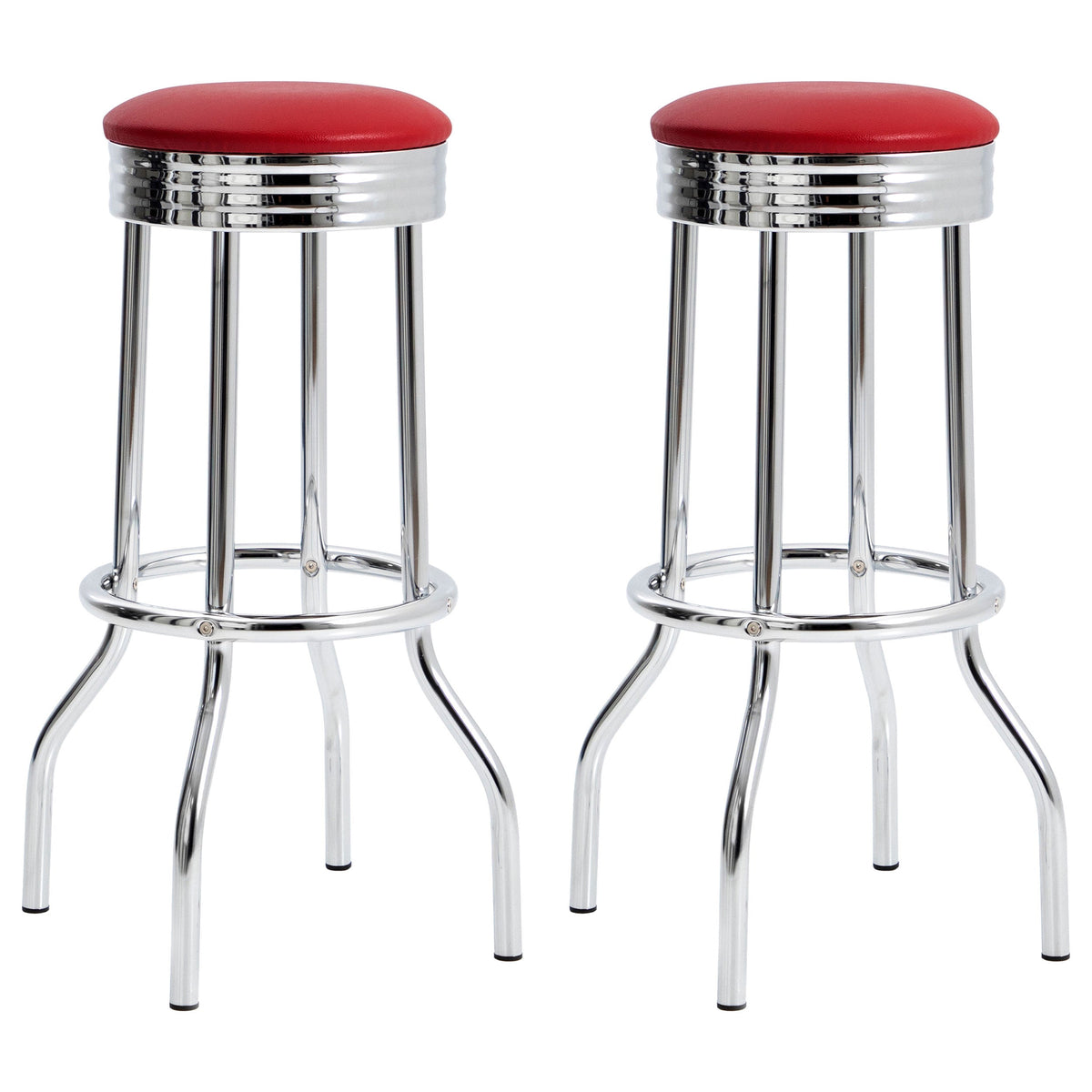 Theodore Upholstered Top Bar Stools Red and Chrome (Set of 2)