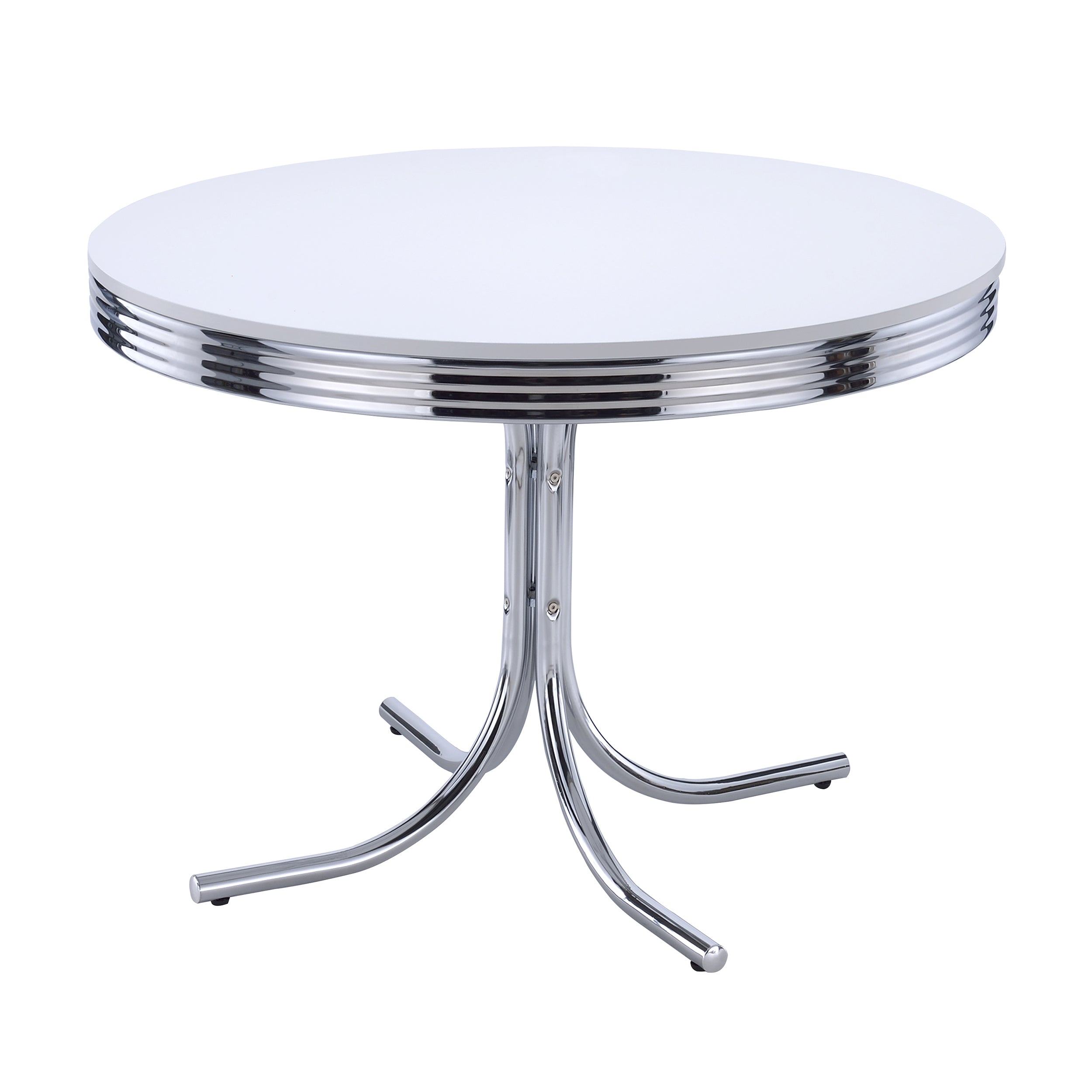 Retro  Round Dining Set Glossy White and Black