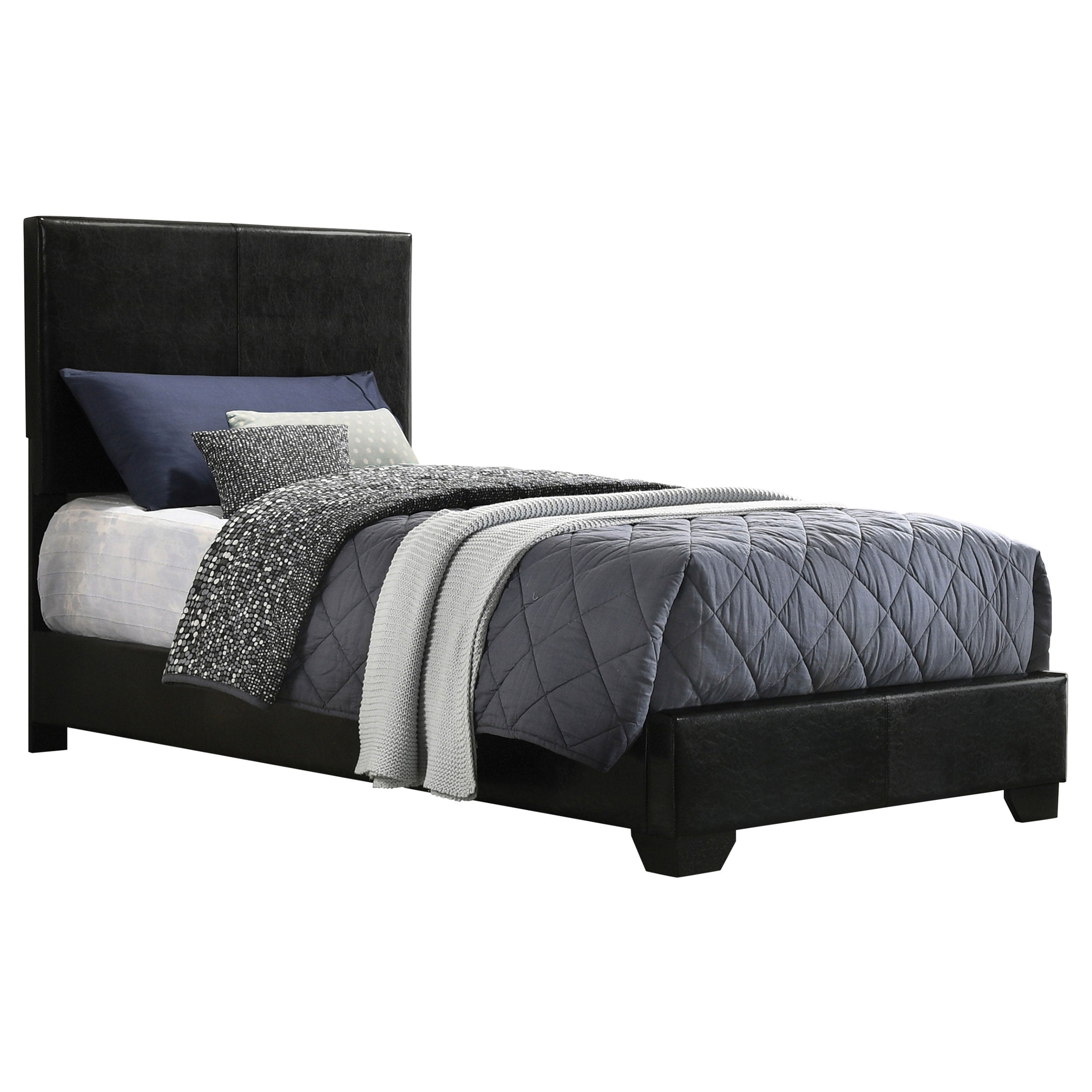 Conner  Upholstered Panel Bed Black