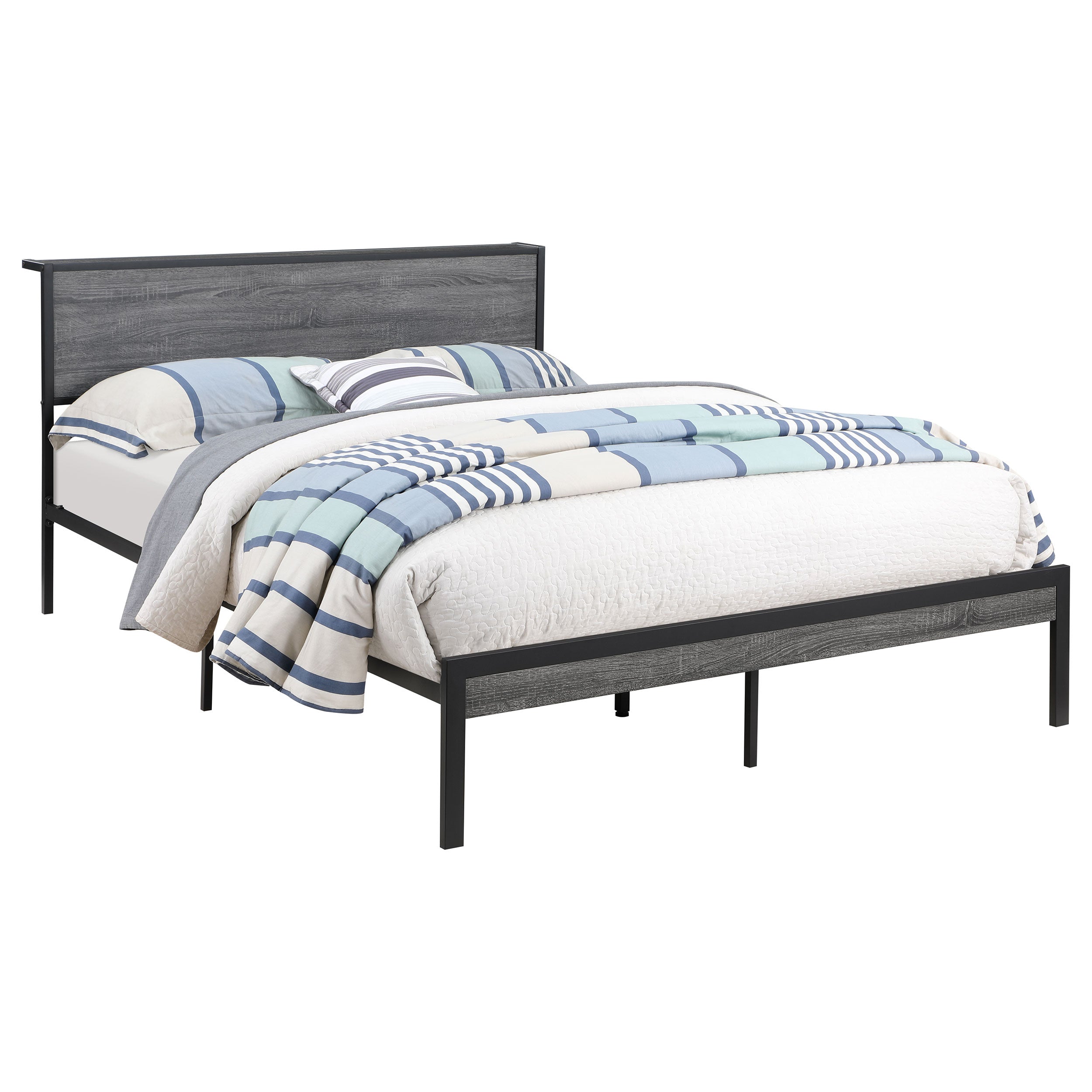 Ricky  Platform Bed Grey and Black