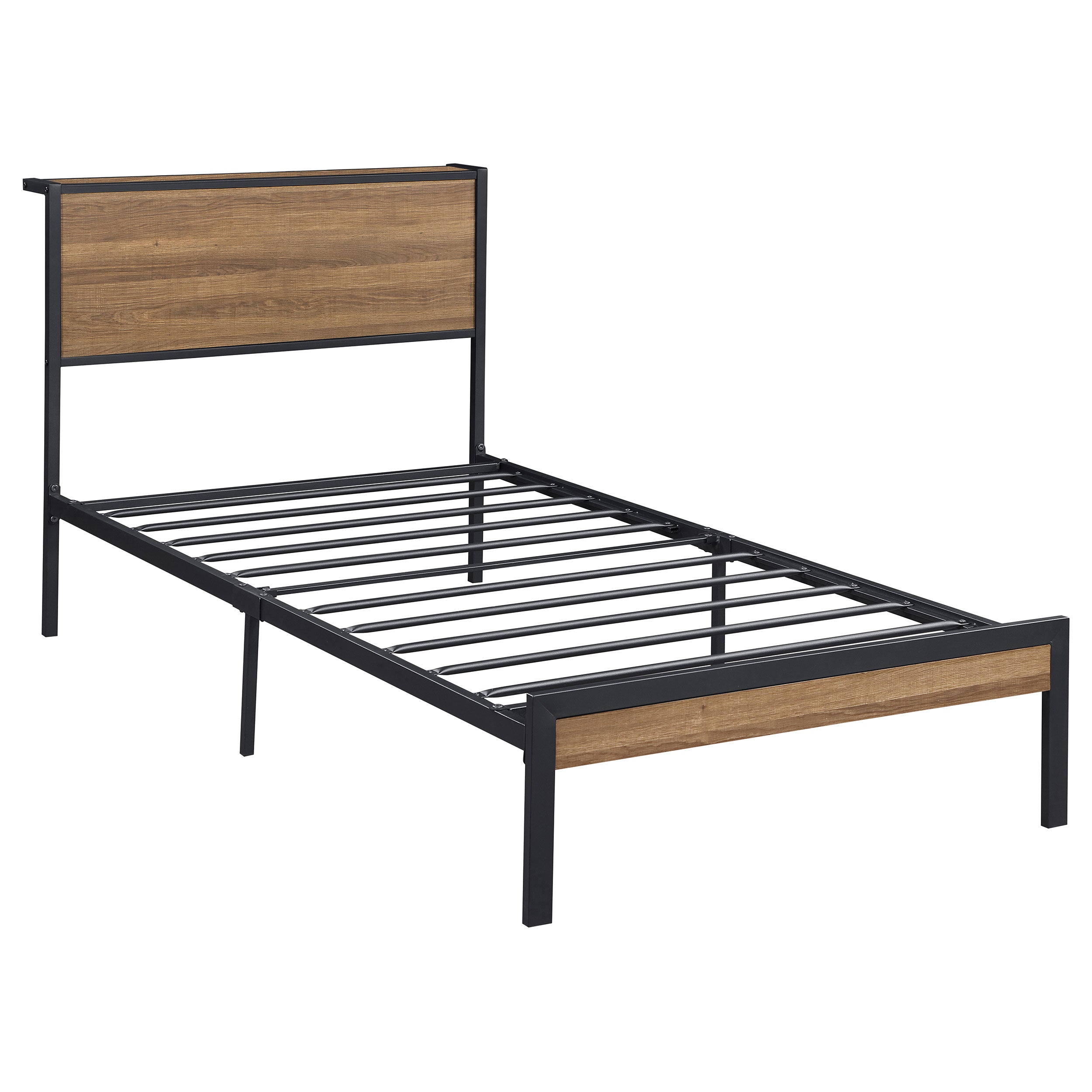 Ricky  Platform Bed Light Oak and Black