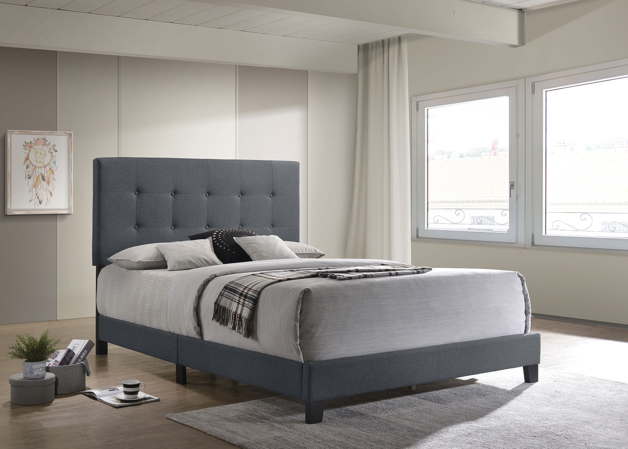 Mapes Tufted Upholstered  Bed Grey