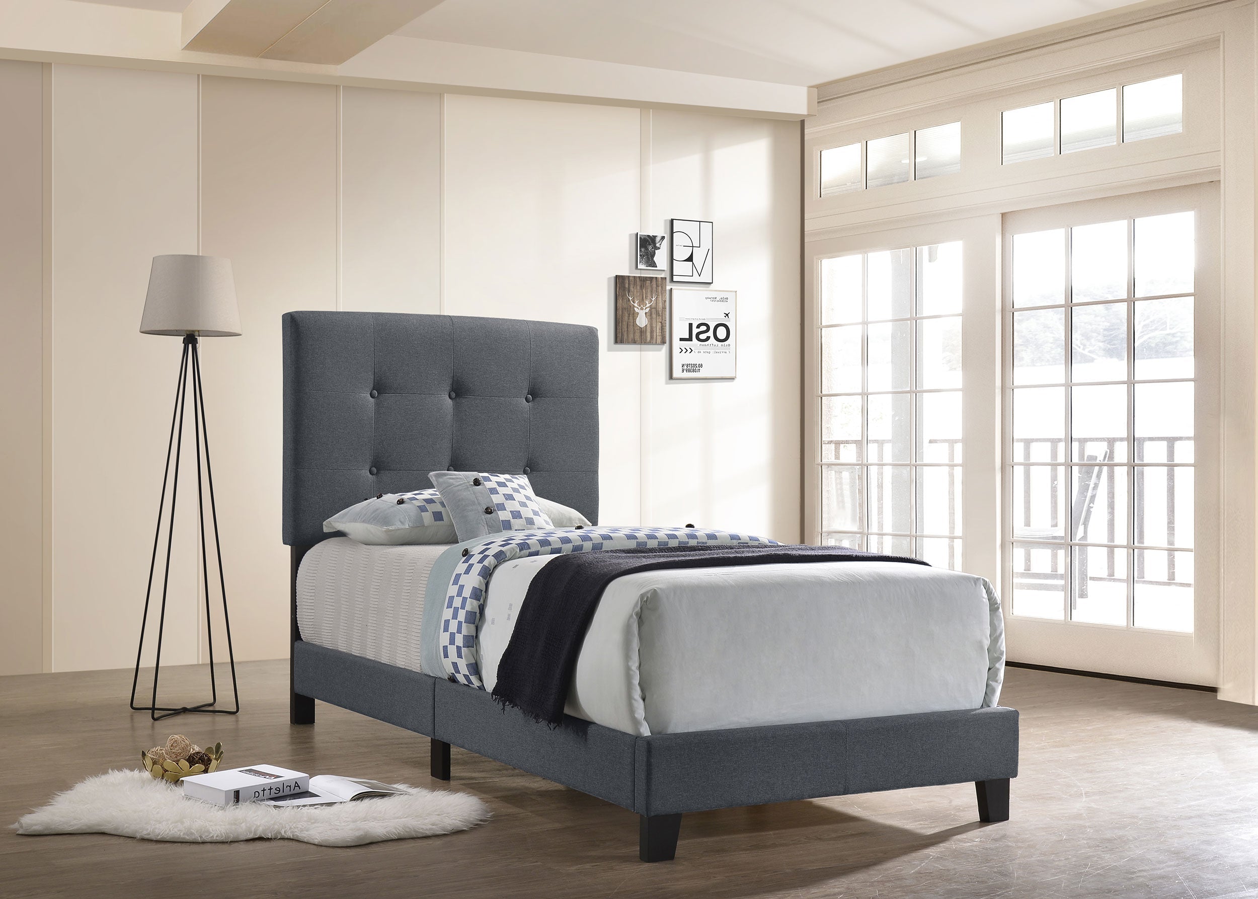 Mapes Tufted Upholstered  Bed Grey