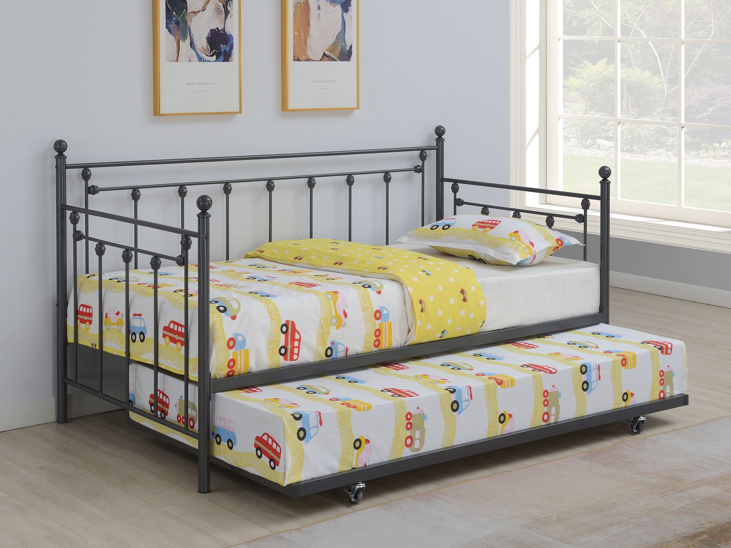 Nocus Spindle Metal Twin Daybed with Trundle