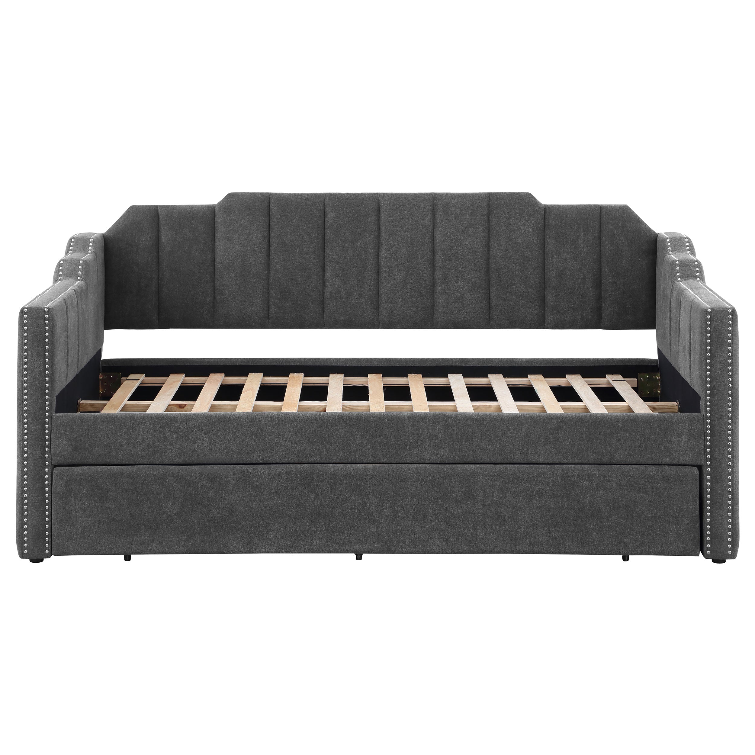 Kingston Upholstered Twin Daybed with Trundle Charcoal