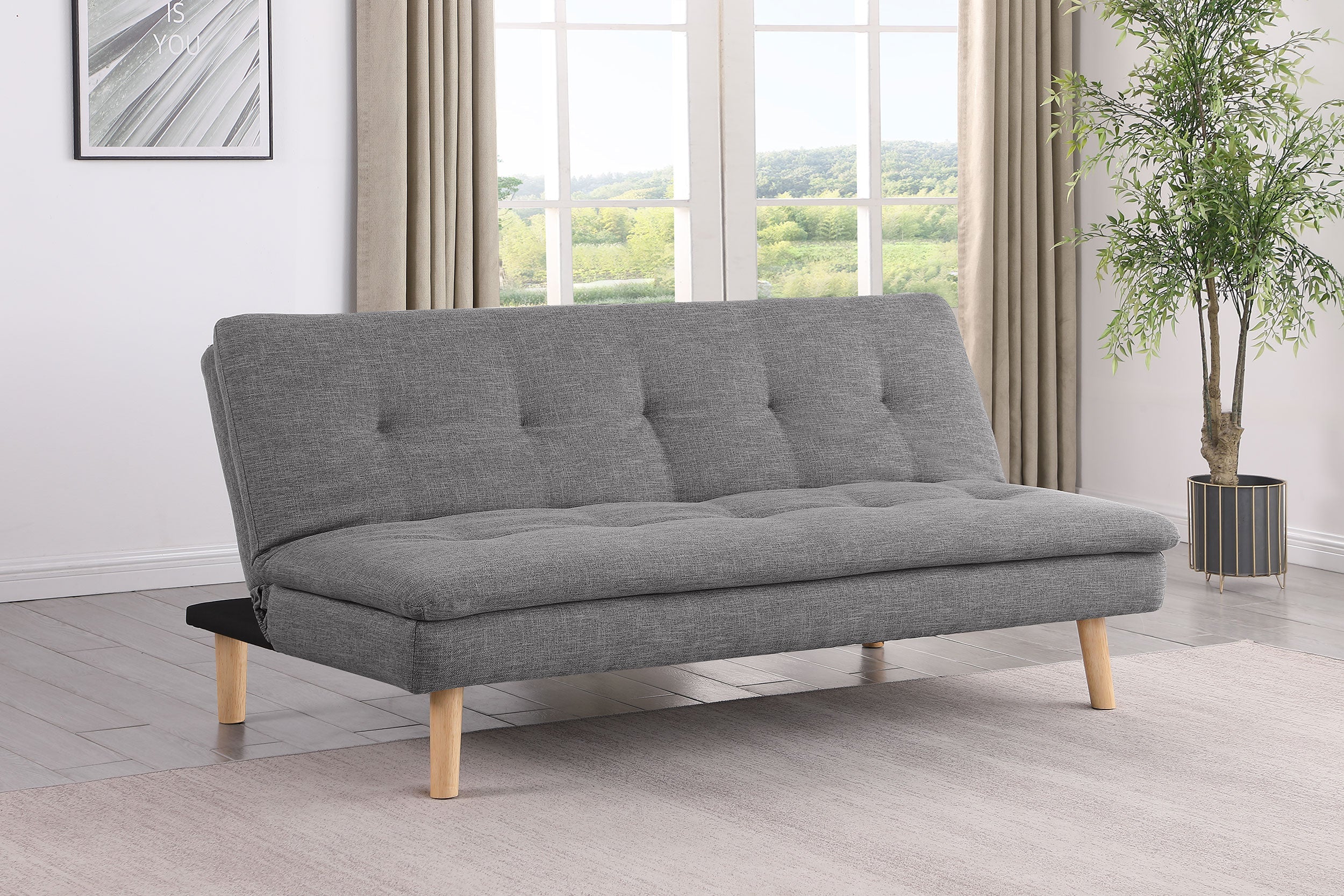 Scout Upholstered Tufted Convertible Sofa Bed Grey