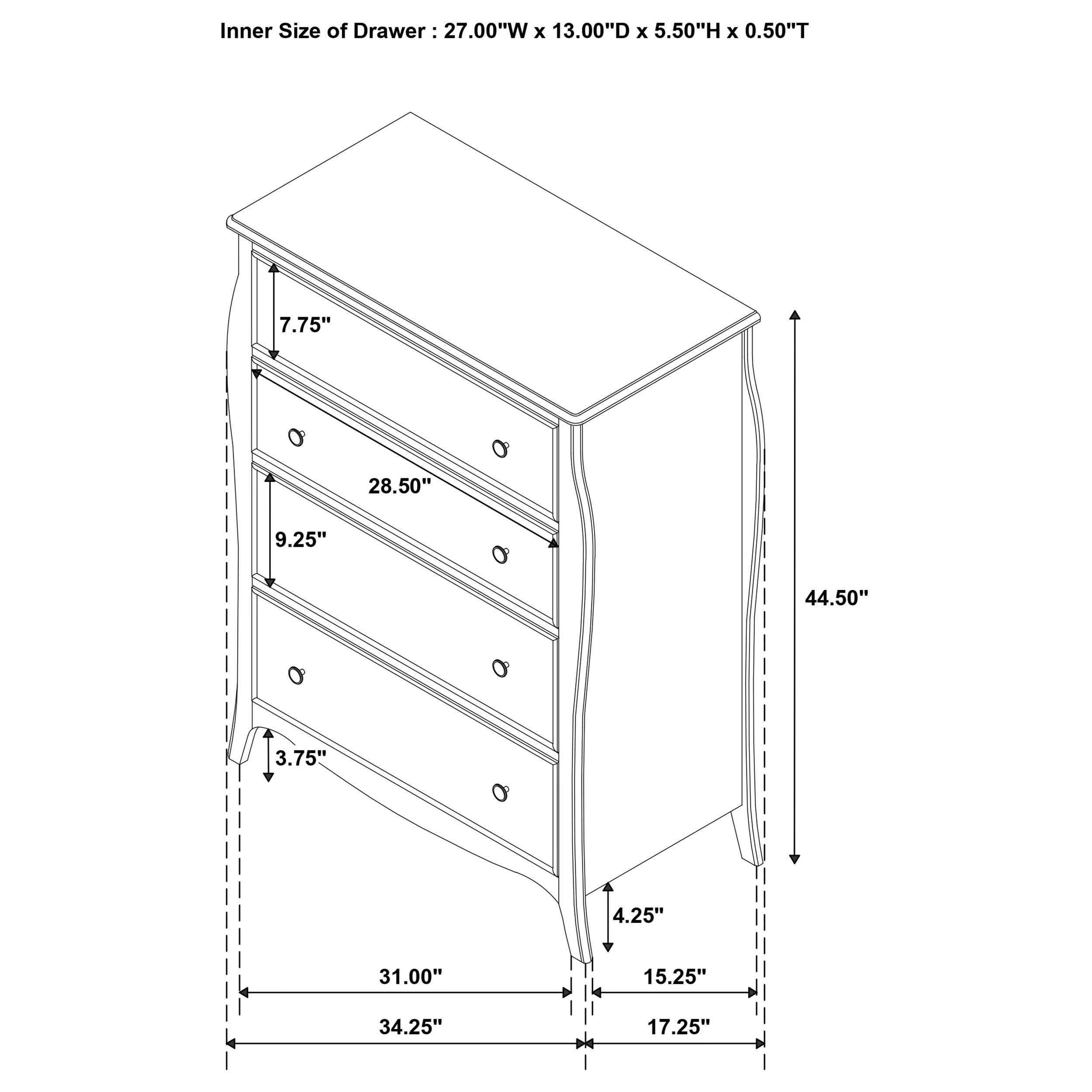 Dominique 4-drawer Chest Cream White