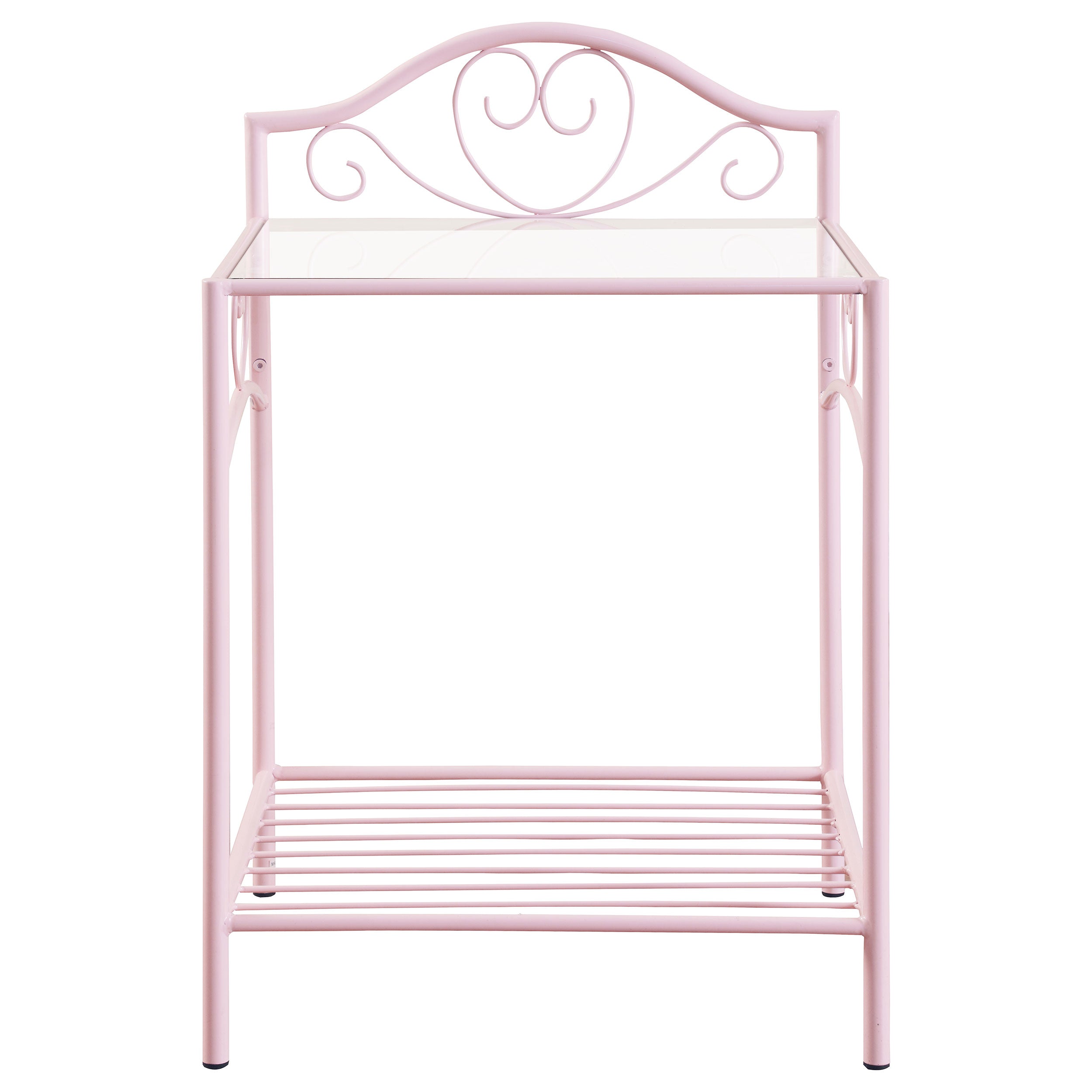 Massi 1-shelf Nightstand with Glass Top Powder Pink