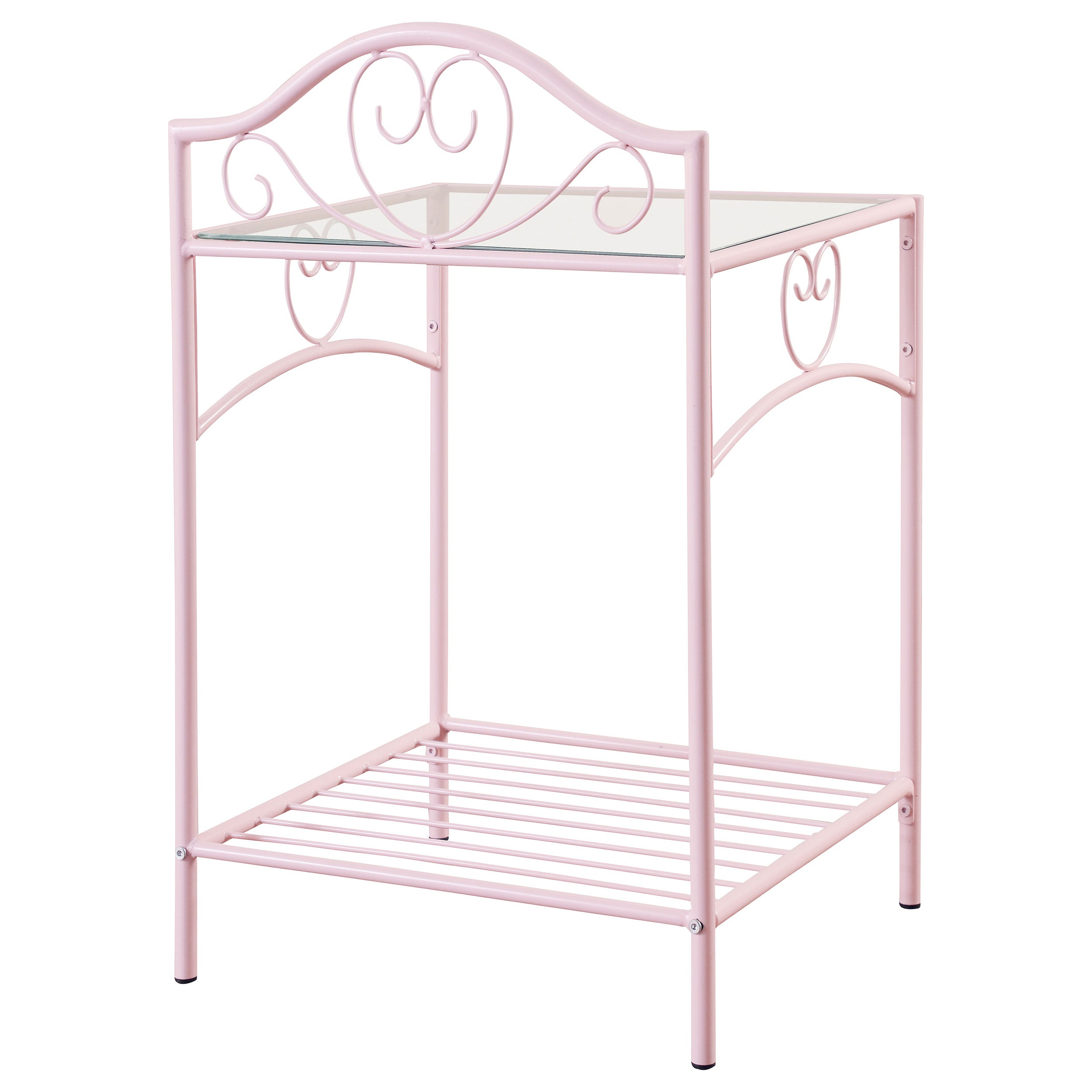 Massi 1-shelf Nightstand with Glass Top Powder Pink