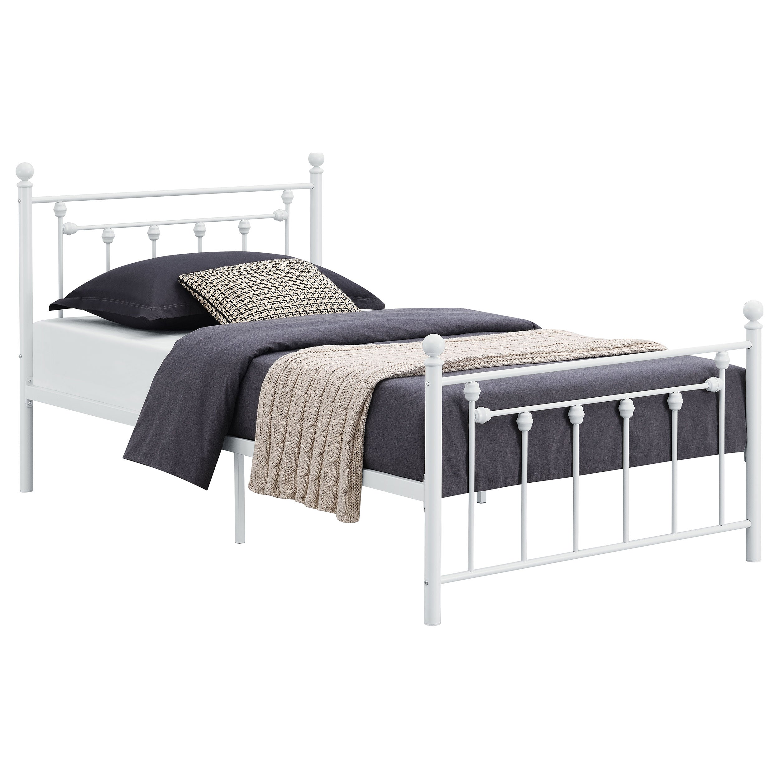 Canon Metal Slatted Headboard Platform Bed