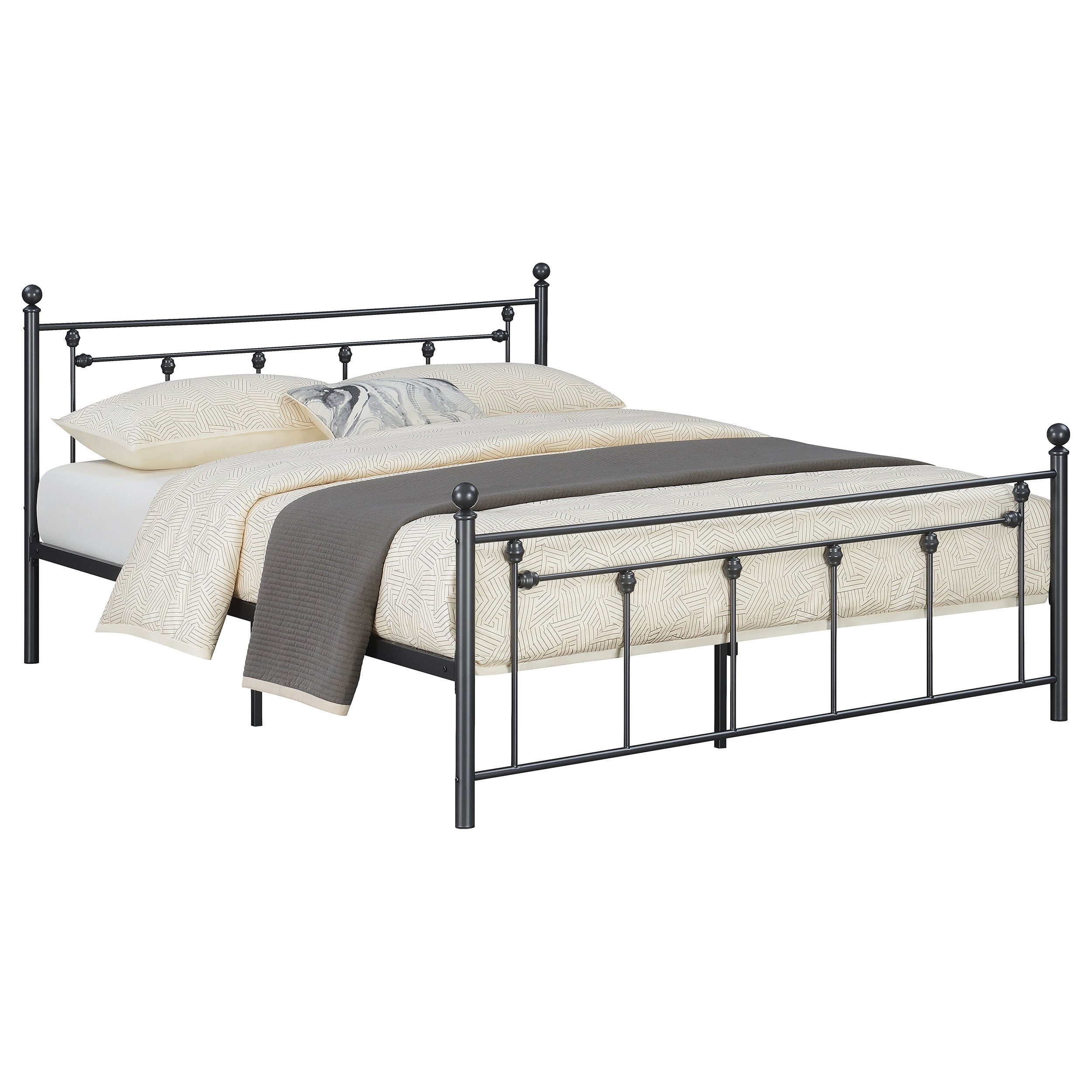 Canon Metal Slatted Headboard Platform Bed