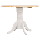 Allison Drop Leaf Round Dining Table Natural Brown and White