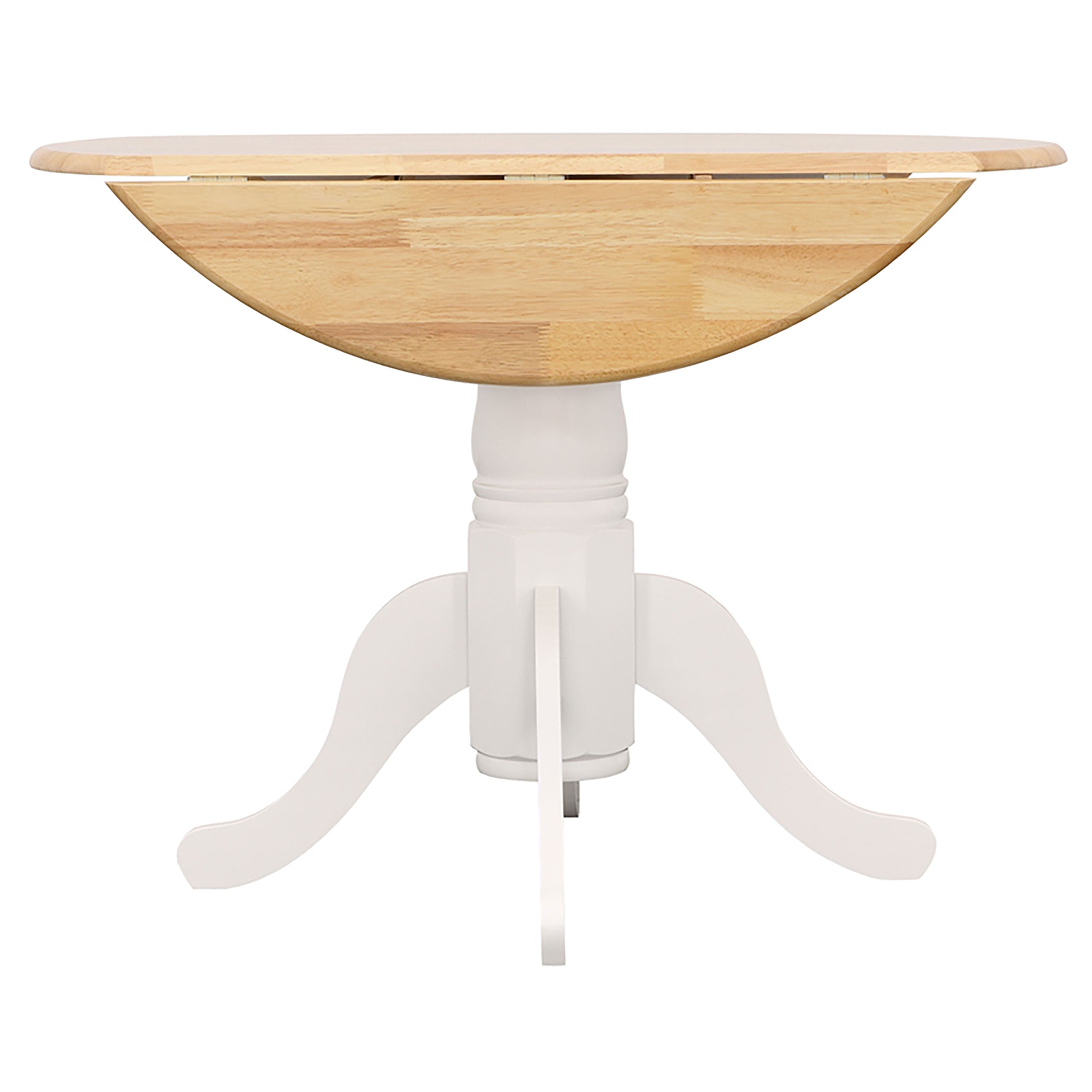 Allison Drop Leaf Round Dining Table Natural Brown and White