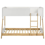 Wyatt Wood Twin Over Twin Bunk Bed White and Natural