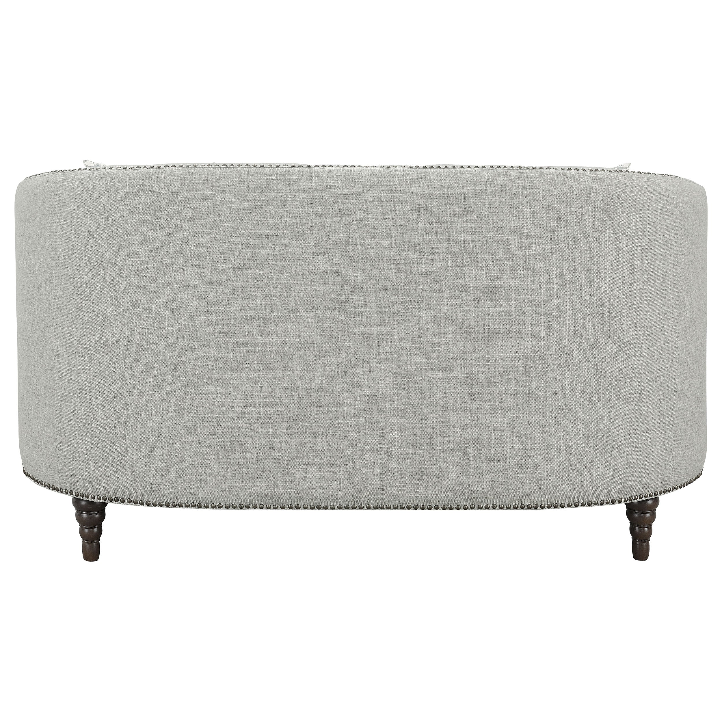 Avonlea Sloped Arm Upholstered Loveseat Trim Grey