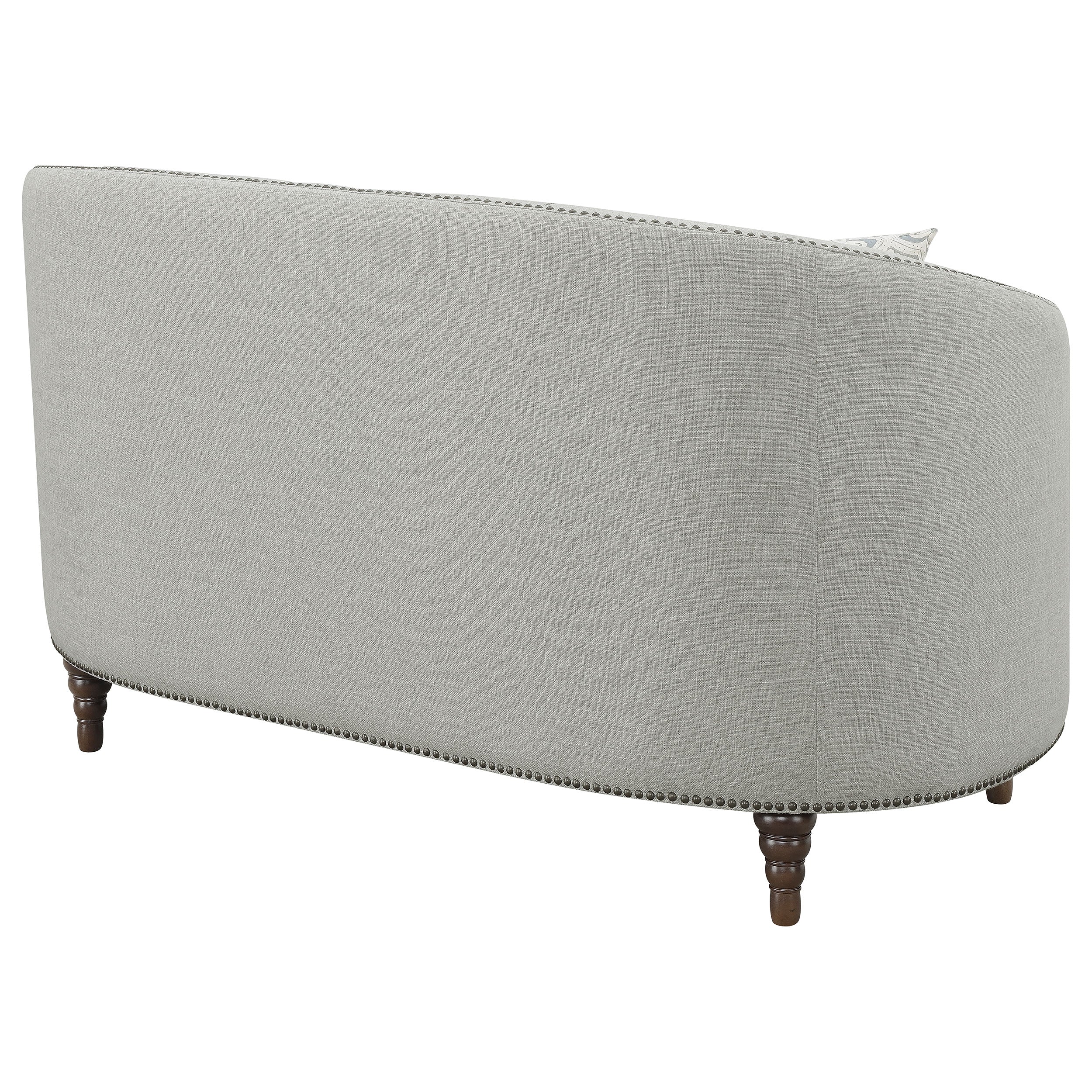 Avonlea Sloped Arm Upholstered Loveseat Trim Grey