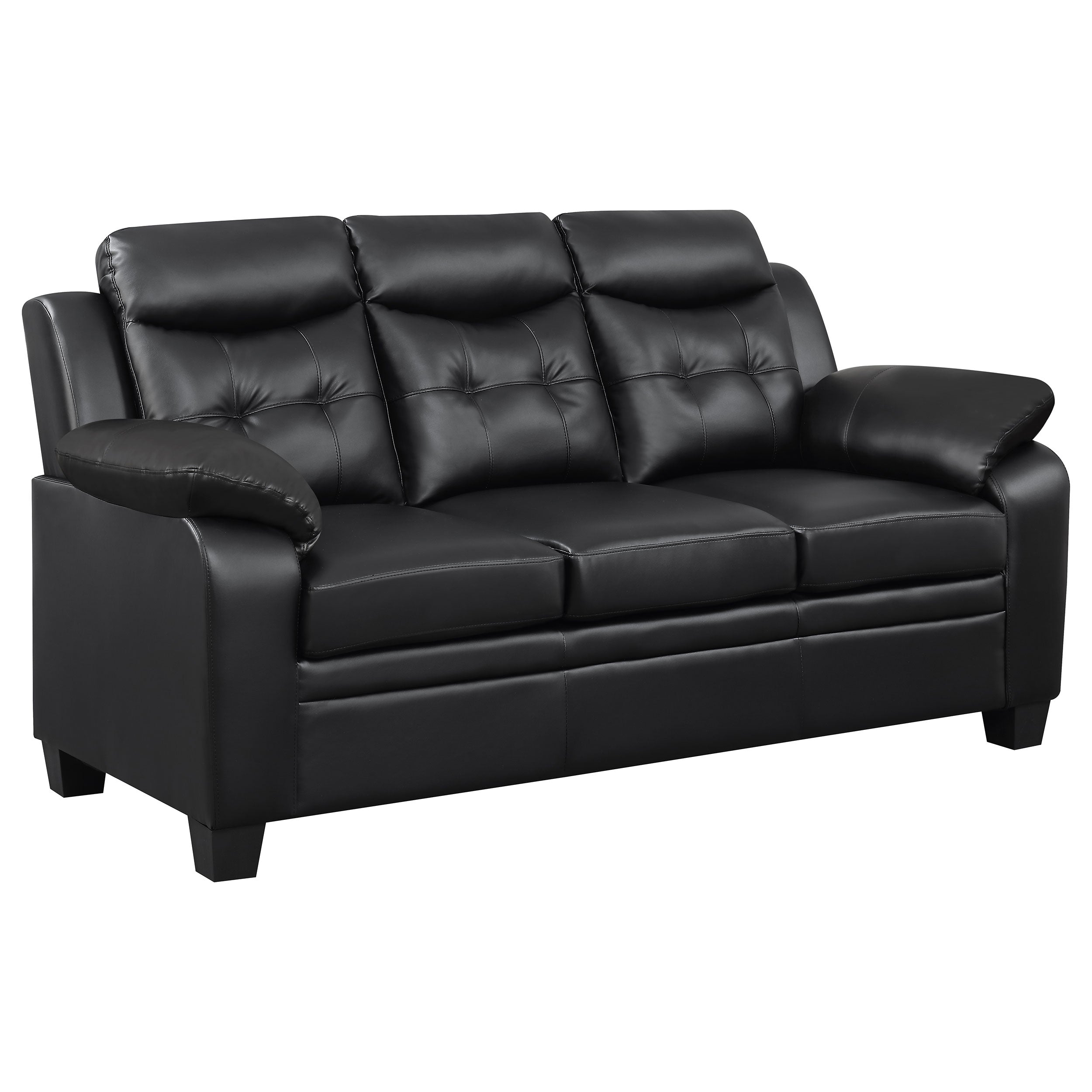 Finley Upholstered Pillow Top Arm Living Room Set Black