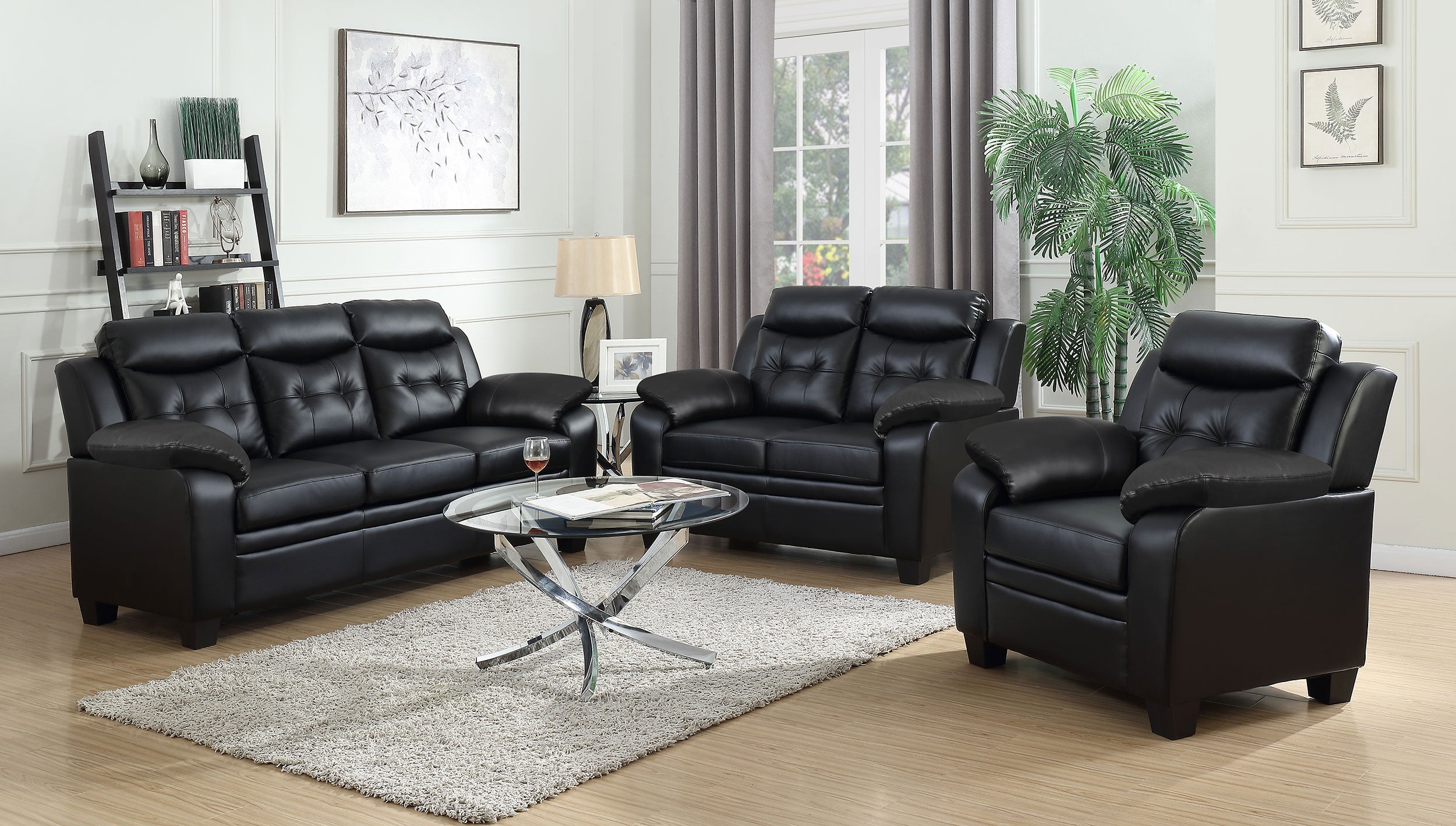 Finley Tufted Upholstered Loveseat Black