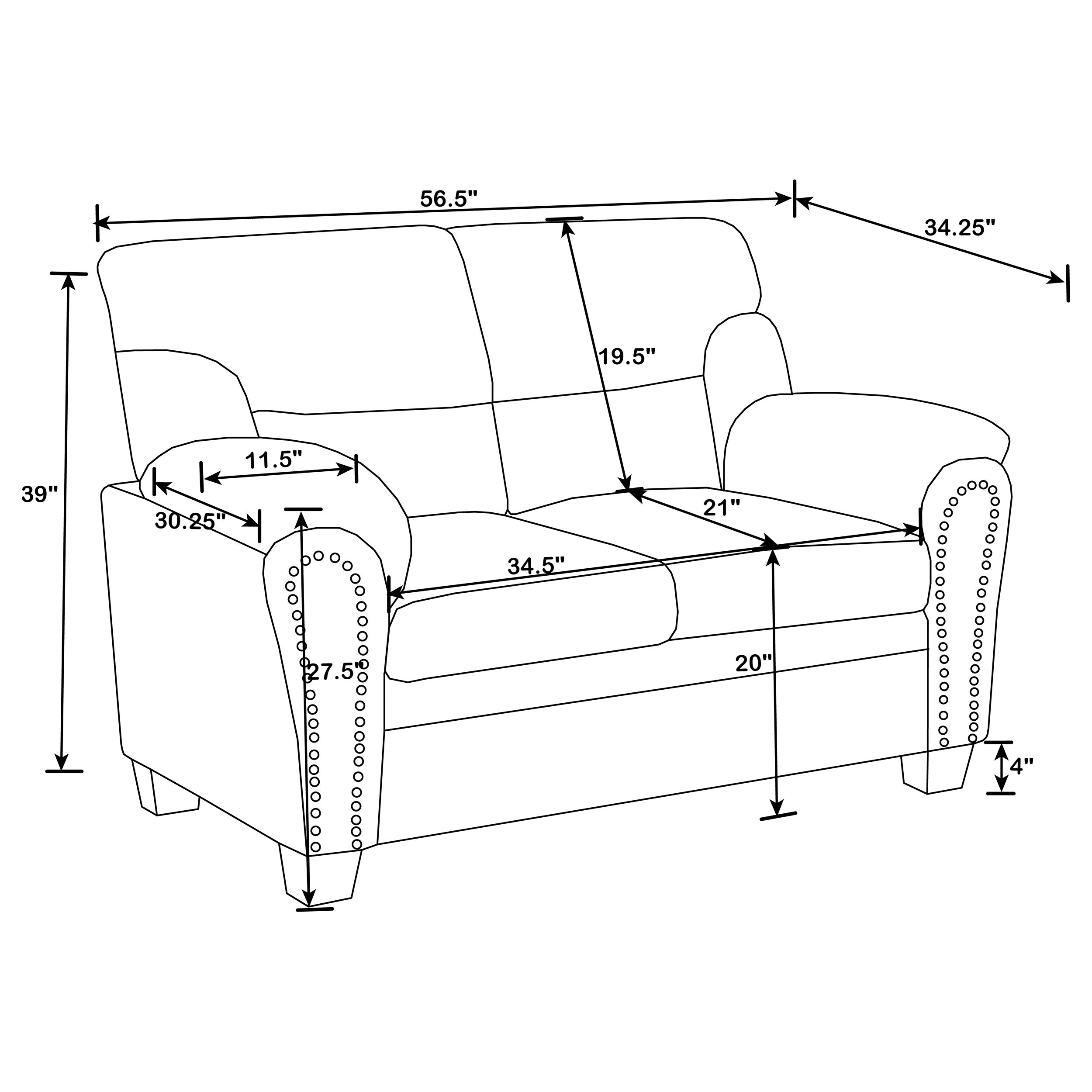 Clementine Upholstered Loveseat with Nailhead Trim Grey