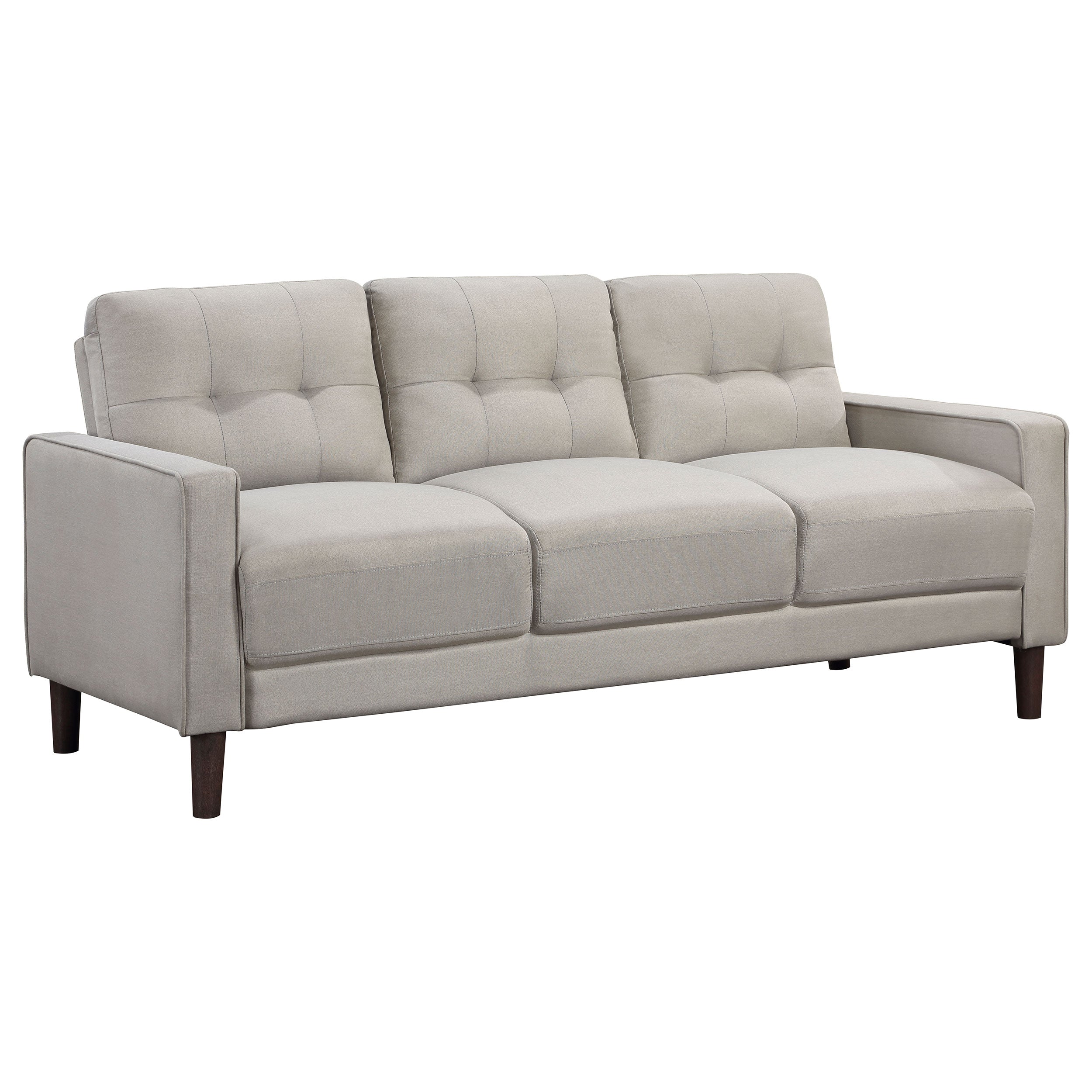 Bowen 2-piece Upholstered Track Arms Tufted Sofa Set Beige