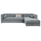 Bellaire Button-tufted Upholstered Sectional Silver