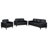 Ruth 2-piece Upholstered Track Arm Faux Leather Sofa Set Black