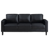 Ruth Upholstered Track Arm Faux Leather Sofa Black