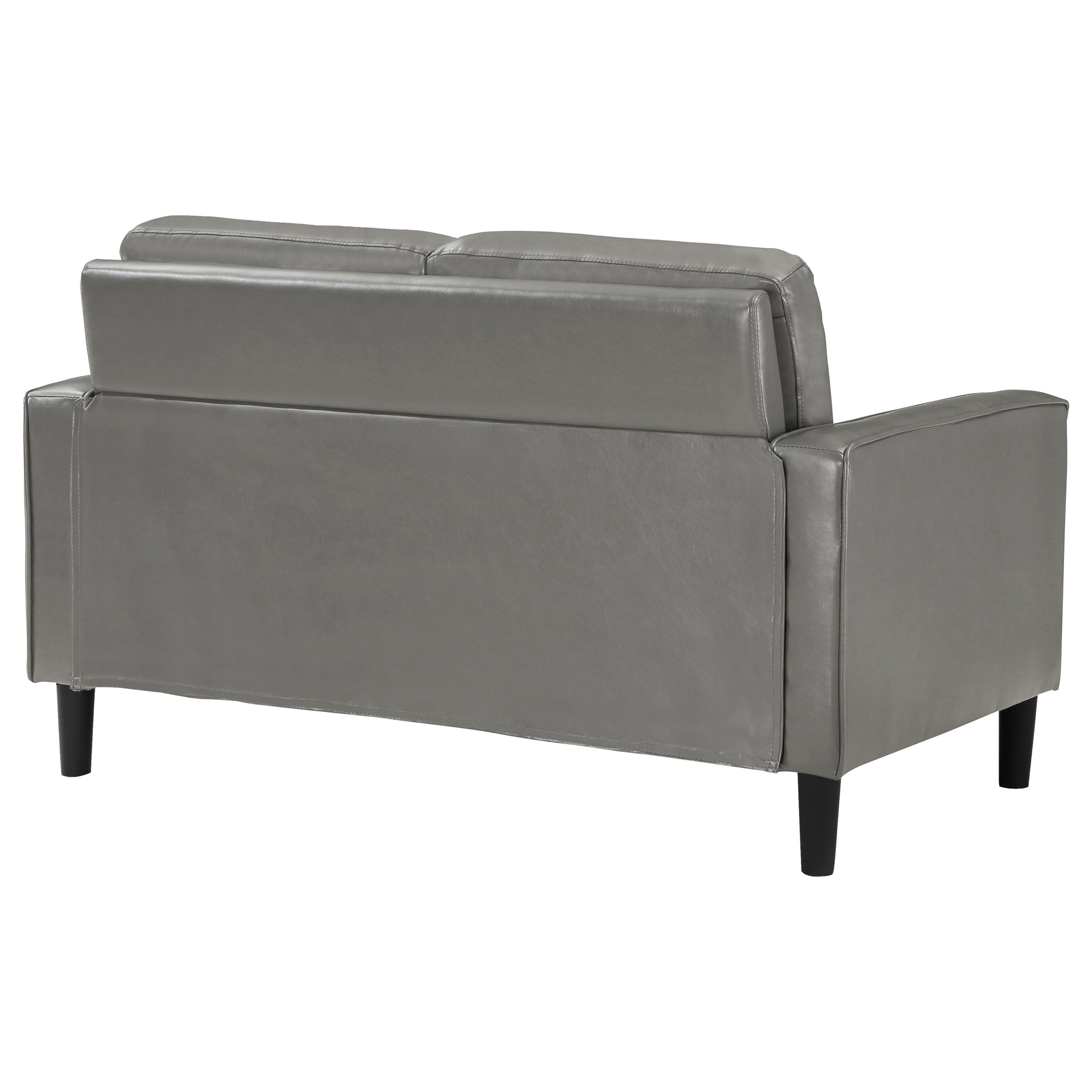 Ruth Upholstered Track Arm Faux Leather Loveseat Grey