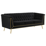 Holly 2-piece Upholstered Tuxedo Arm Tufted Sofa Set Black