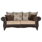 Elmbrook  Upholstered Rolled Arm Sofa Set Brown