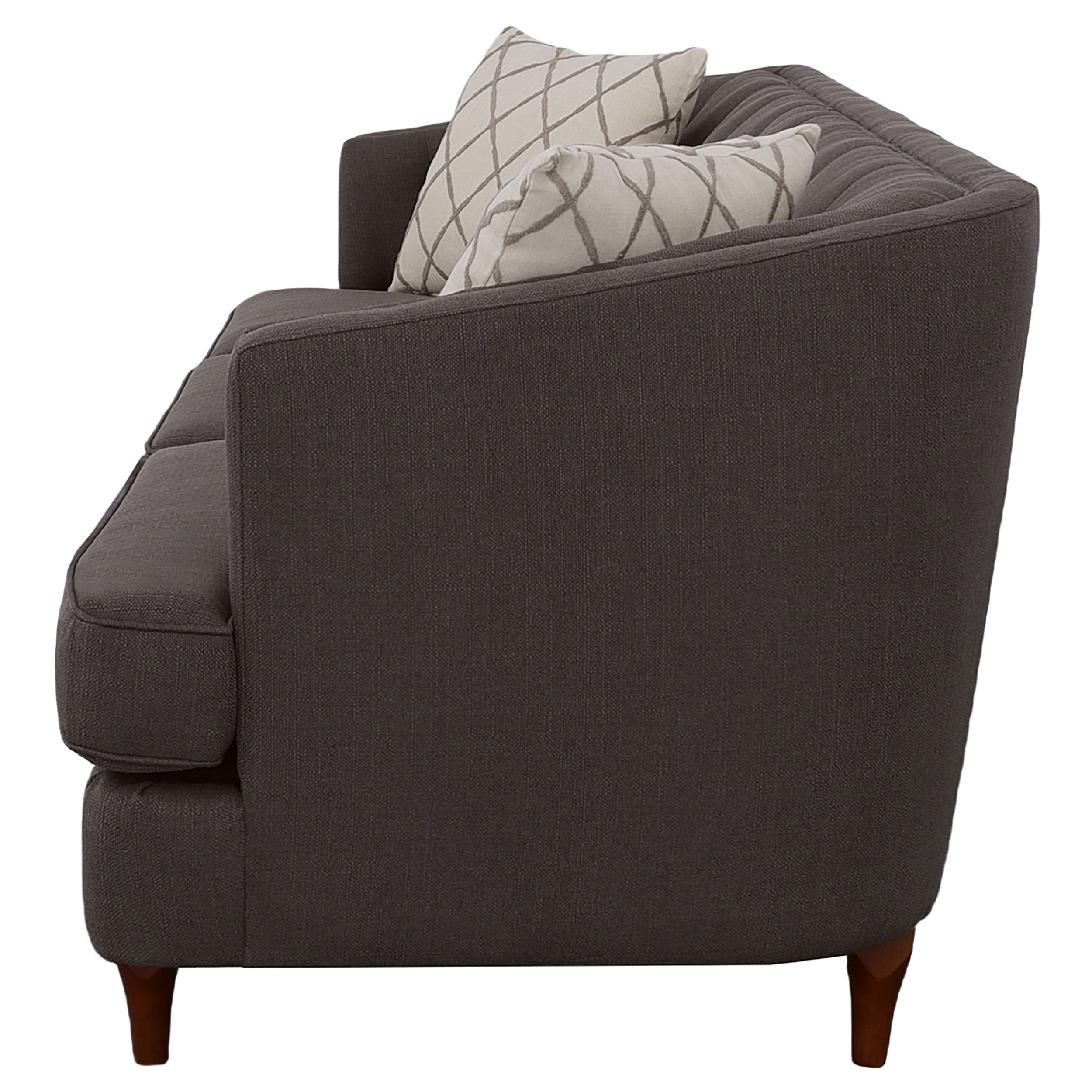 Shelby Recessed Arms and Tufted Tight Back Sofa Grey and Brown