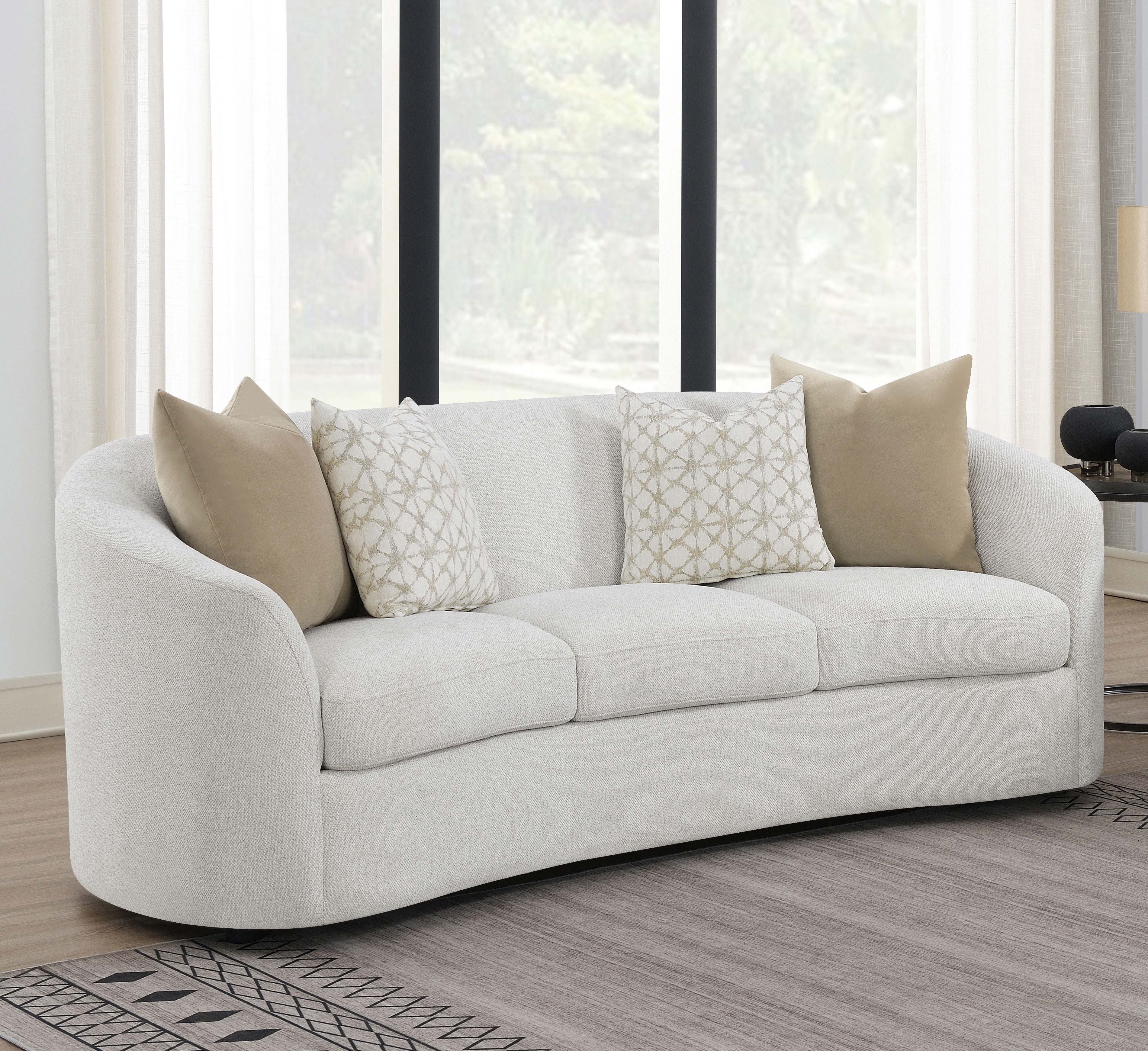 Rainn Upholstered Tight Back Sofa Latte