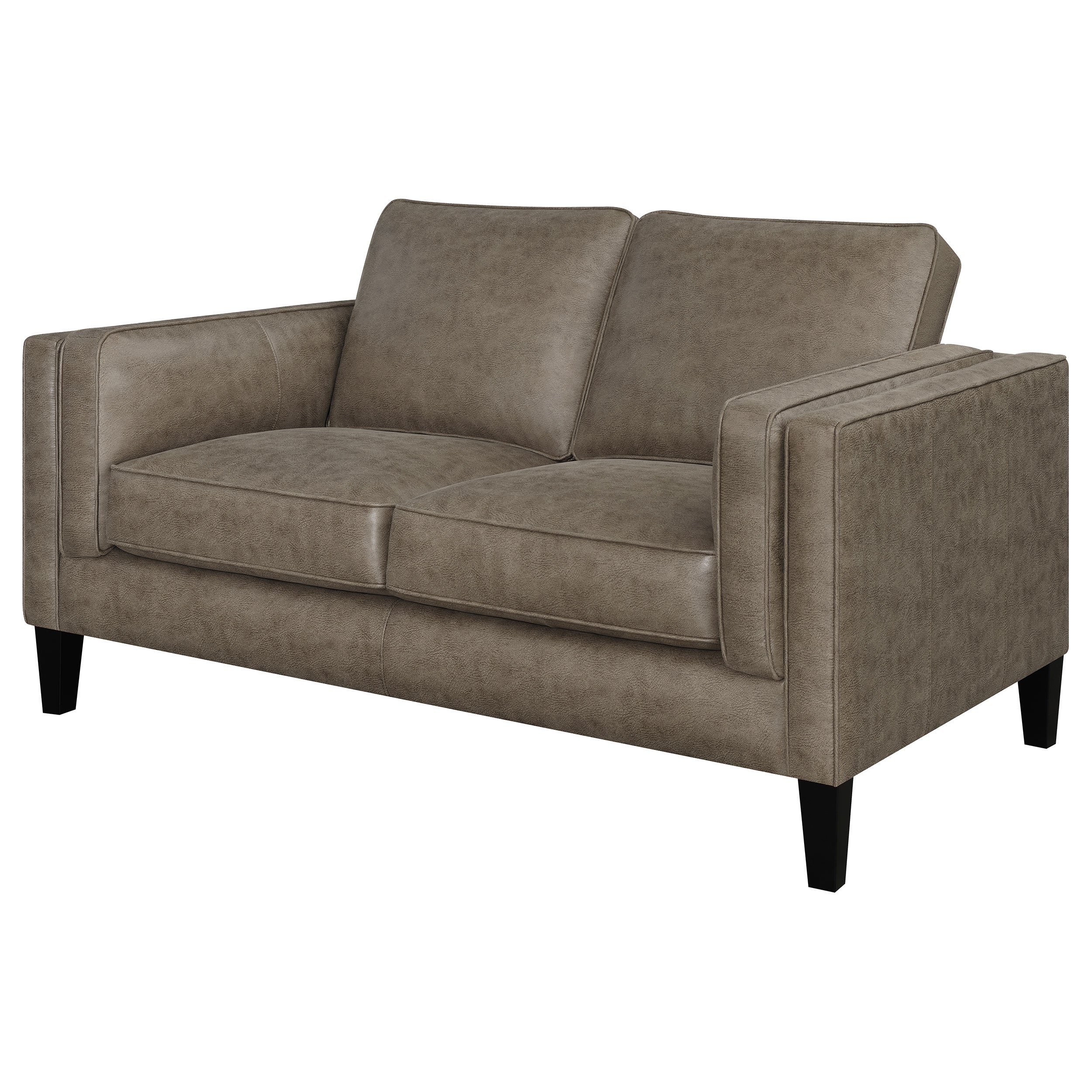 Locke Upholstered Track Arms Loveseat Vintage Brown