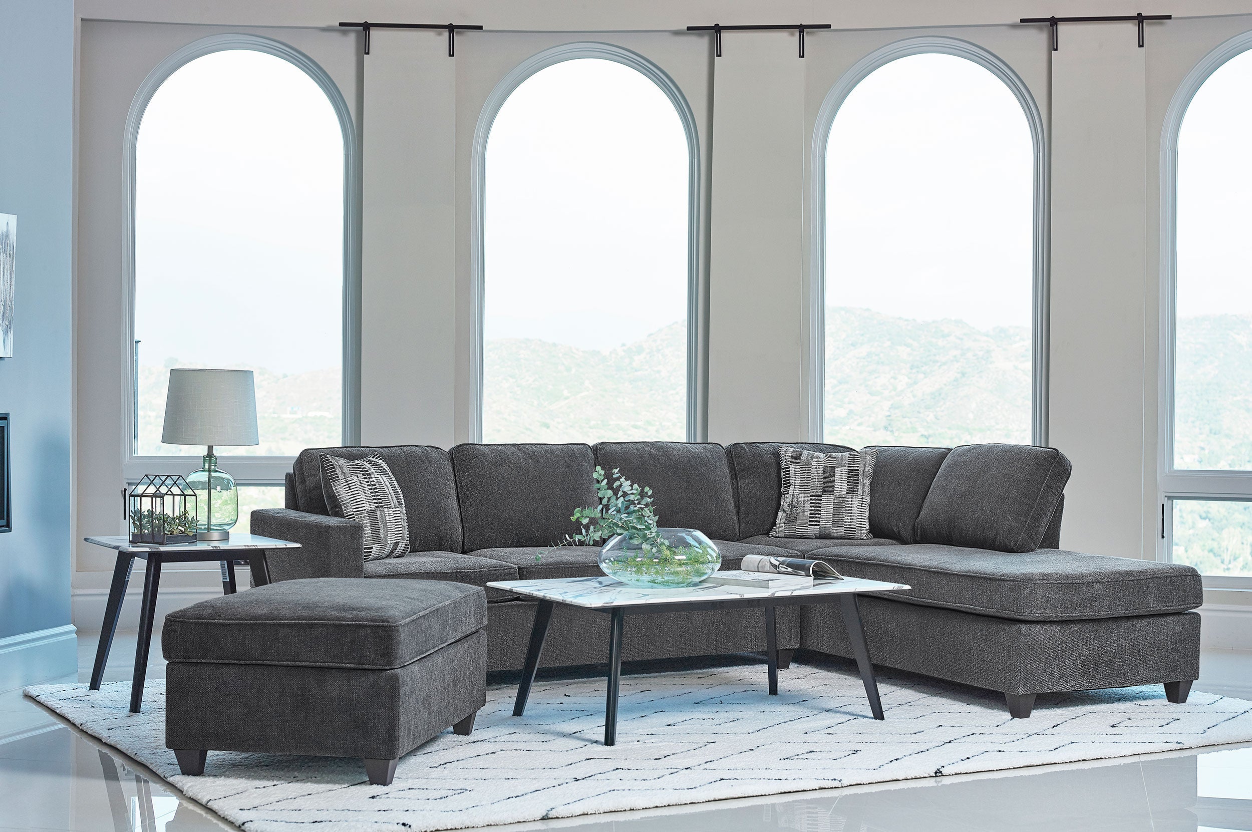 Mccord 2-piece Cushion Back Sectional Dark Grey