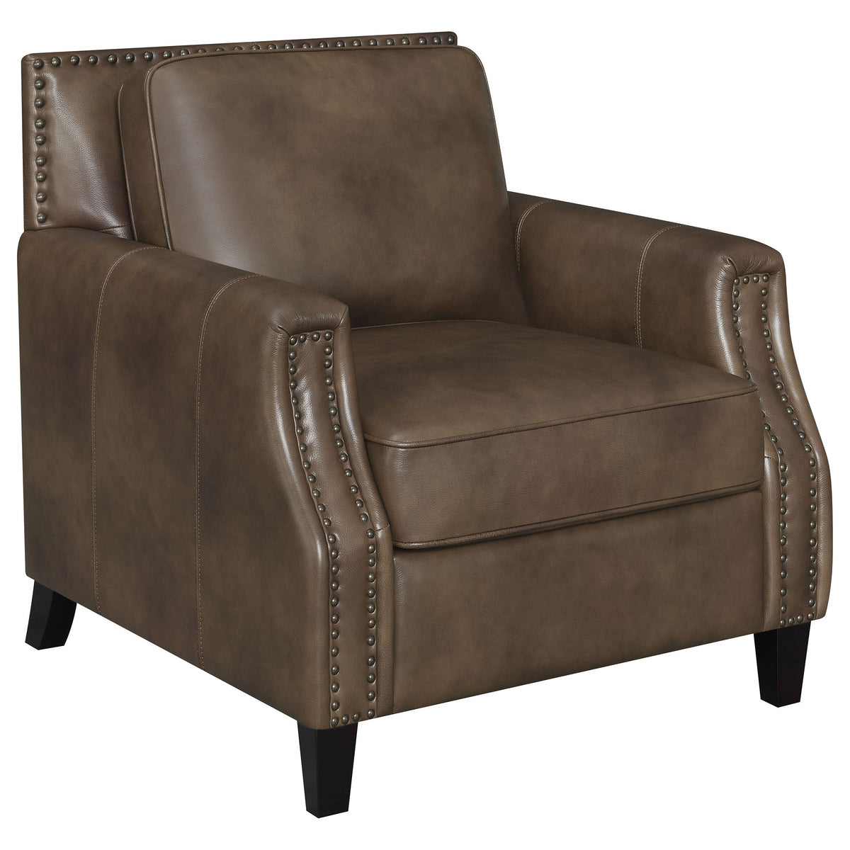 Leaton Upholstered Recessed Arm Chair Brown Sugar