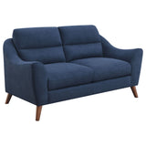 Gano Sloped Arm Upholstered Loveseat Navy Blue