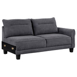 Caspian Upholstered Curved Arms Sectional Sofa Grey