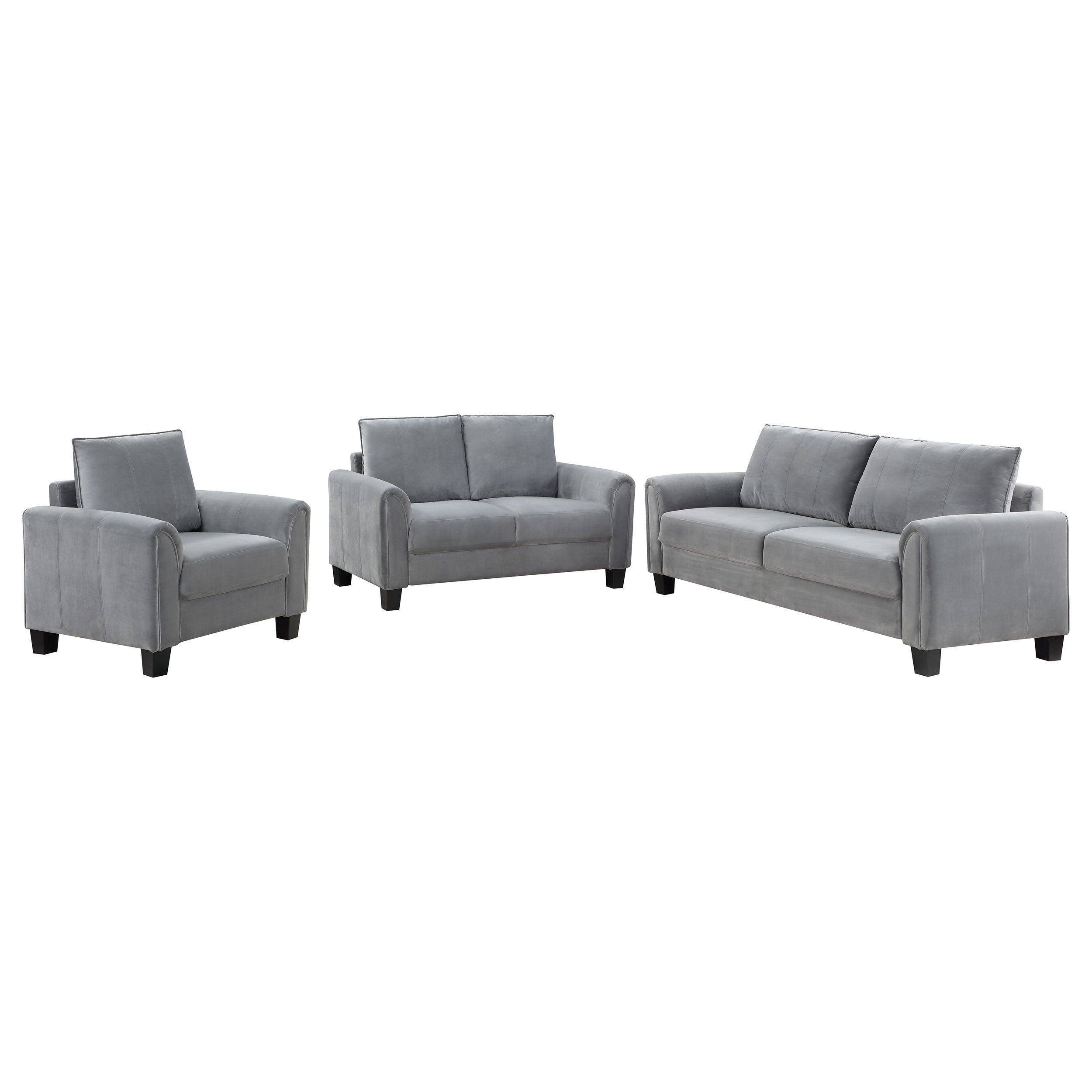 Davis  2-piece Upholstered Rolled Arm Sofa Grey