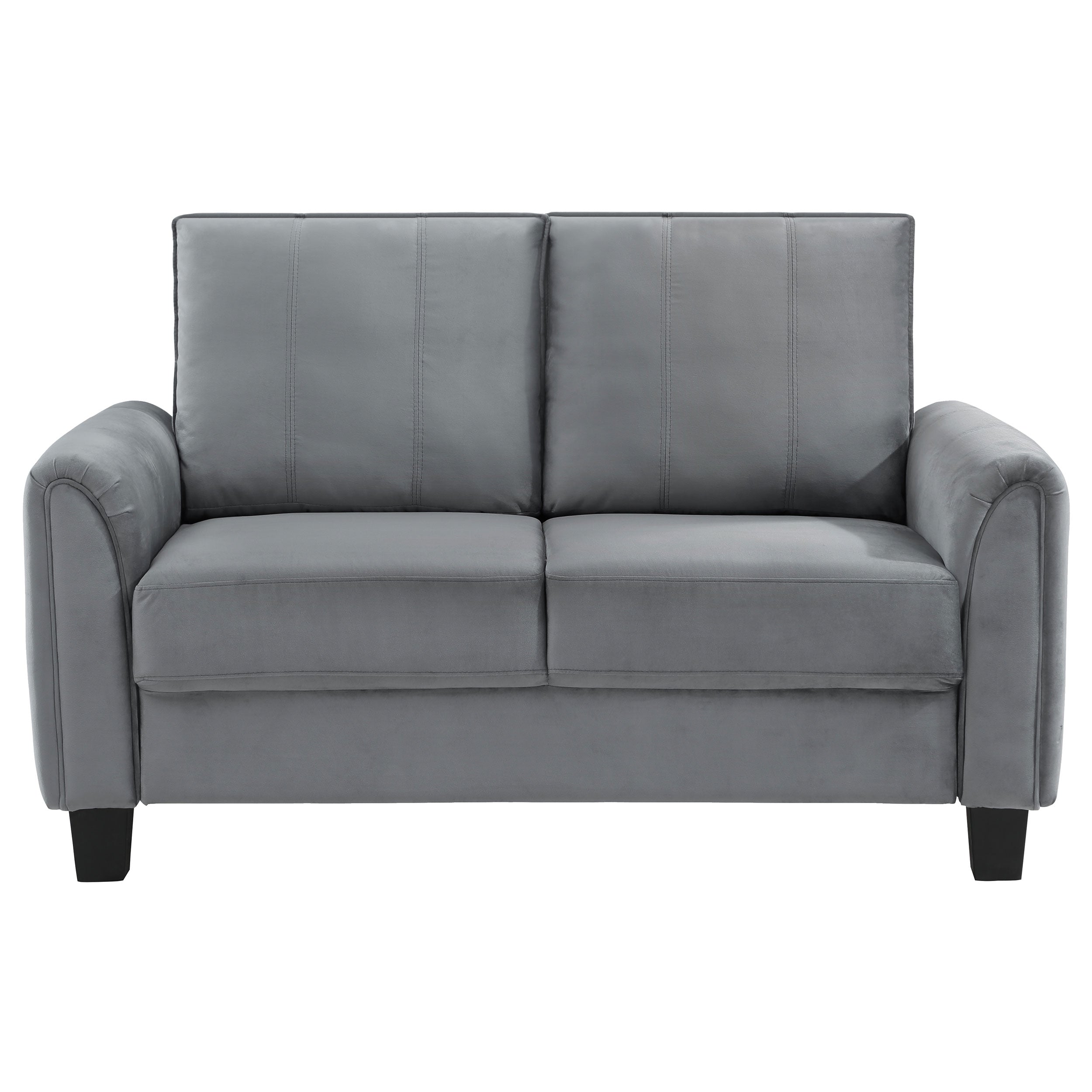 Davis  Upholstered Rolled Arm Loveseat Grey