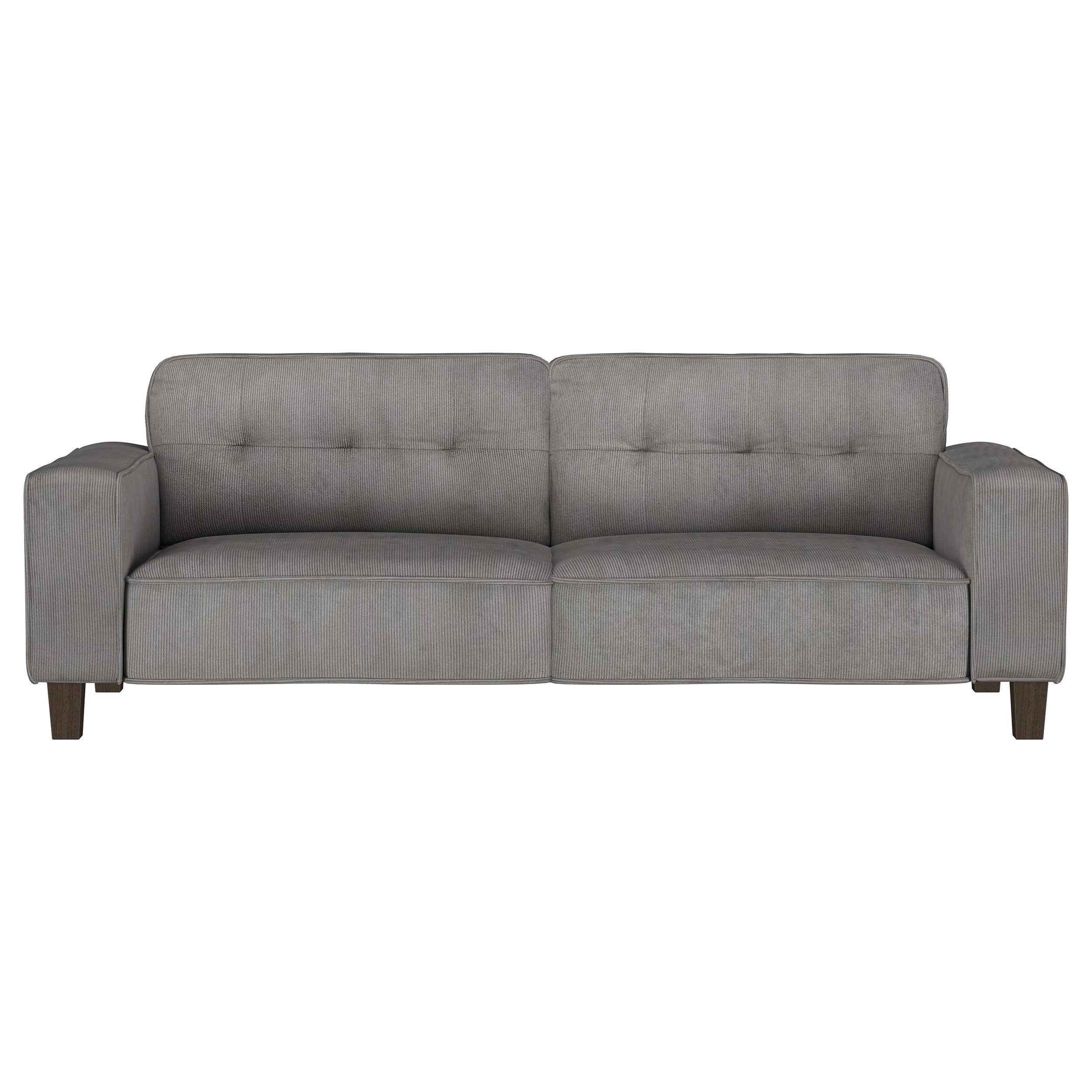 Deerhurst  Upholstered Track Arm Sofa Set Charcoal