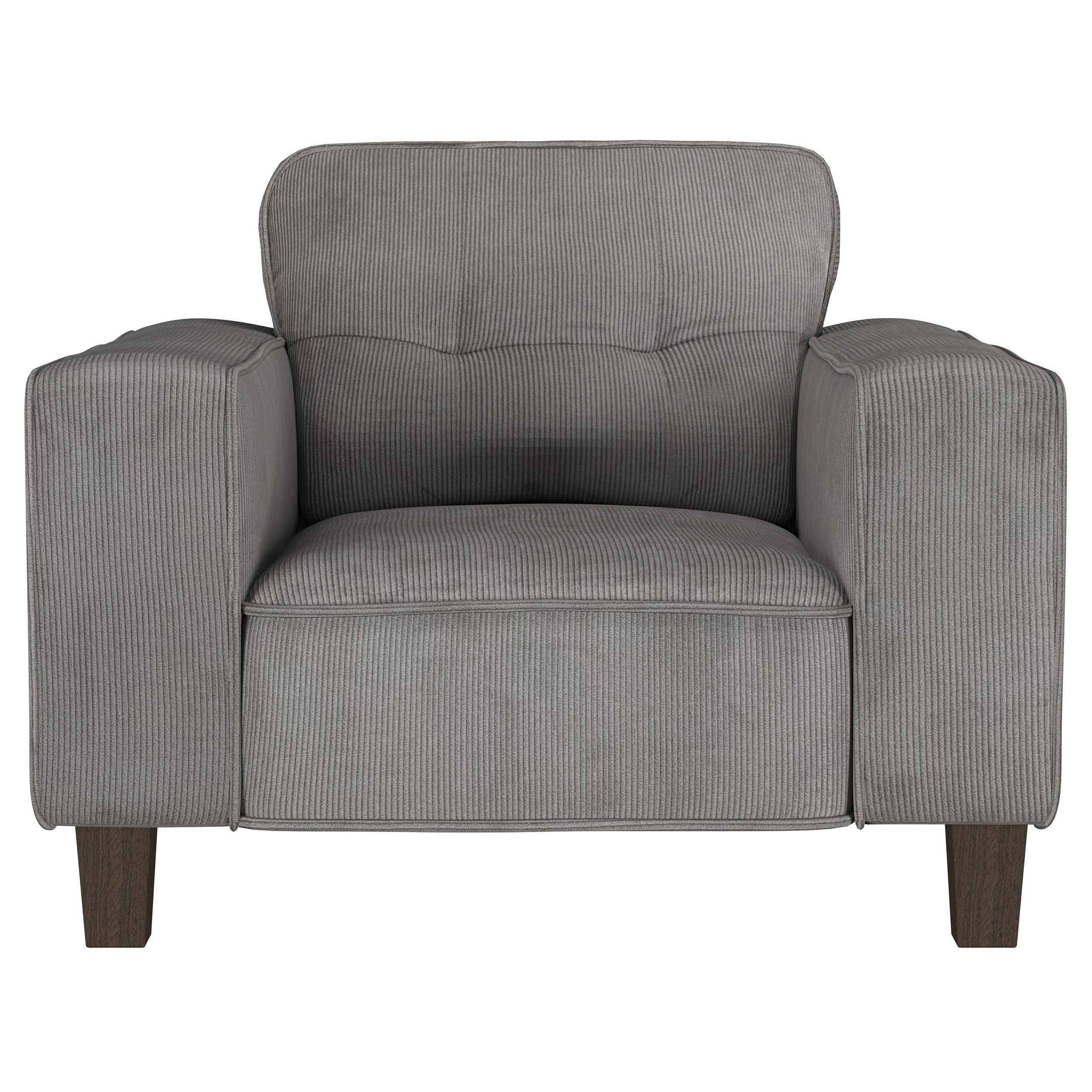 Deerhurst  Upholstered Track Arm Sofa Set Charcoal