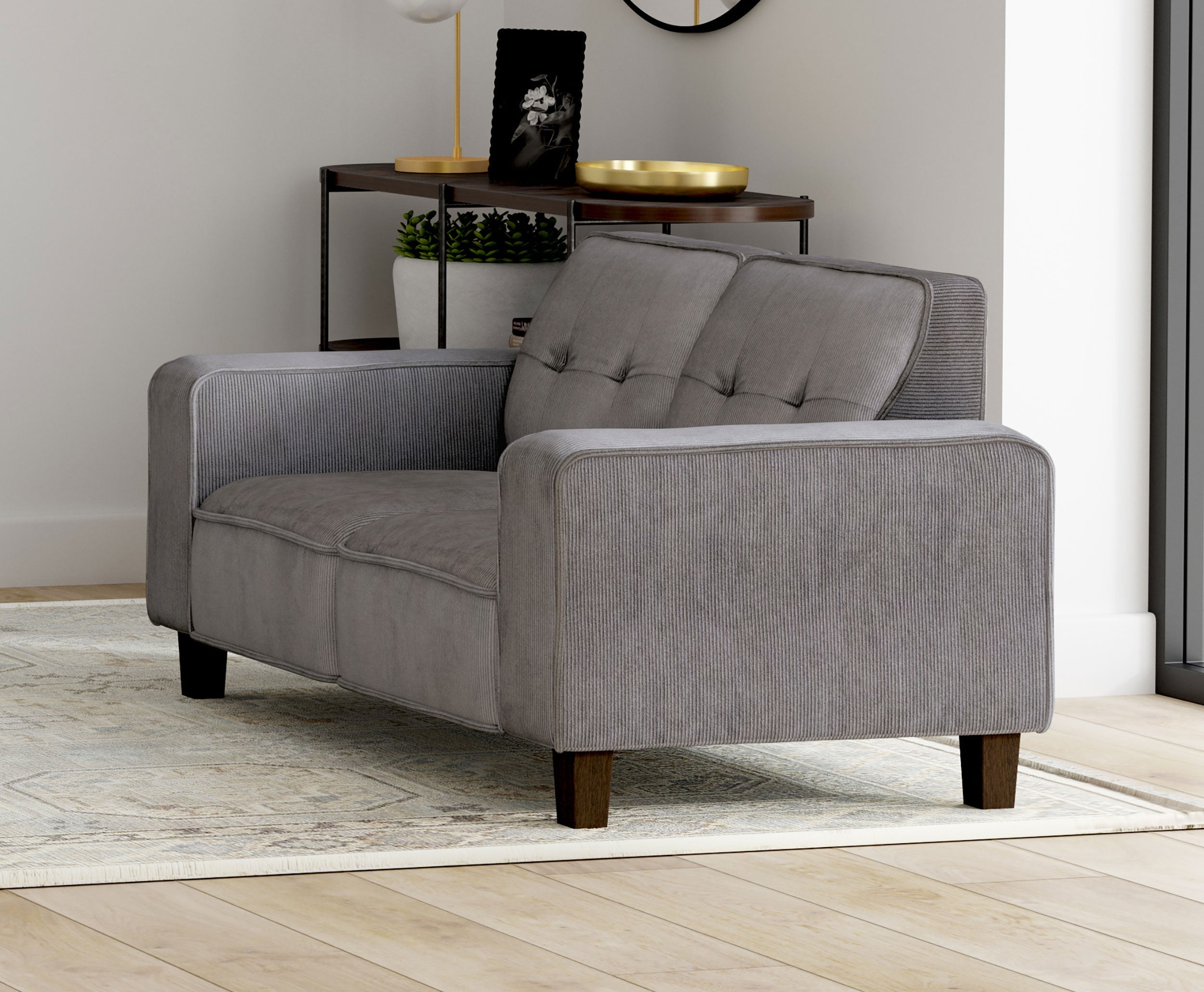 Deerhurst Upholstered Track Arm Tufted Loveseat Charcoal