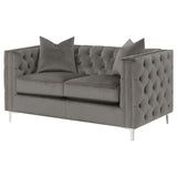 Phoebe Tufted Tuxedo Arms Loveseat Urban Bronze