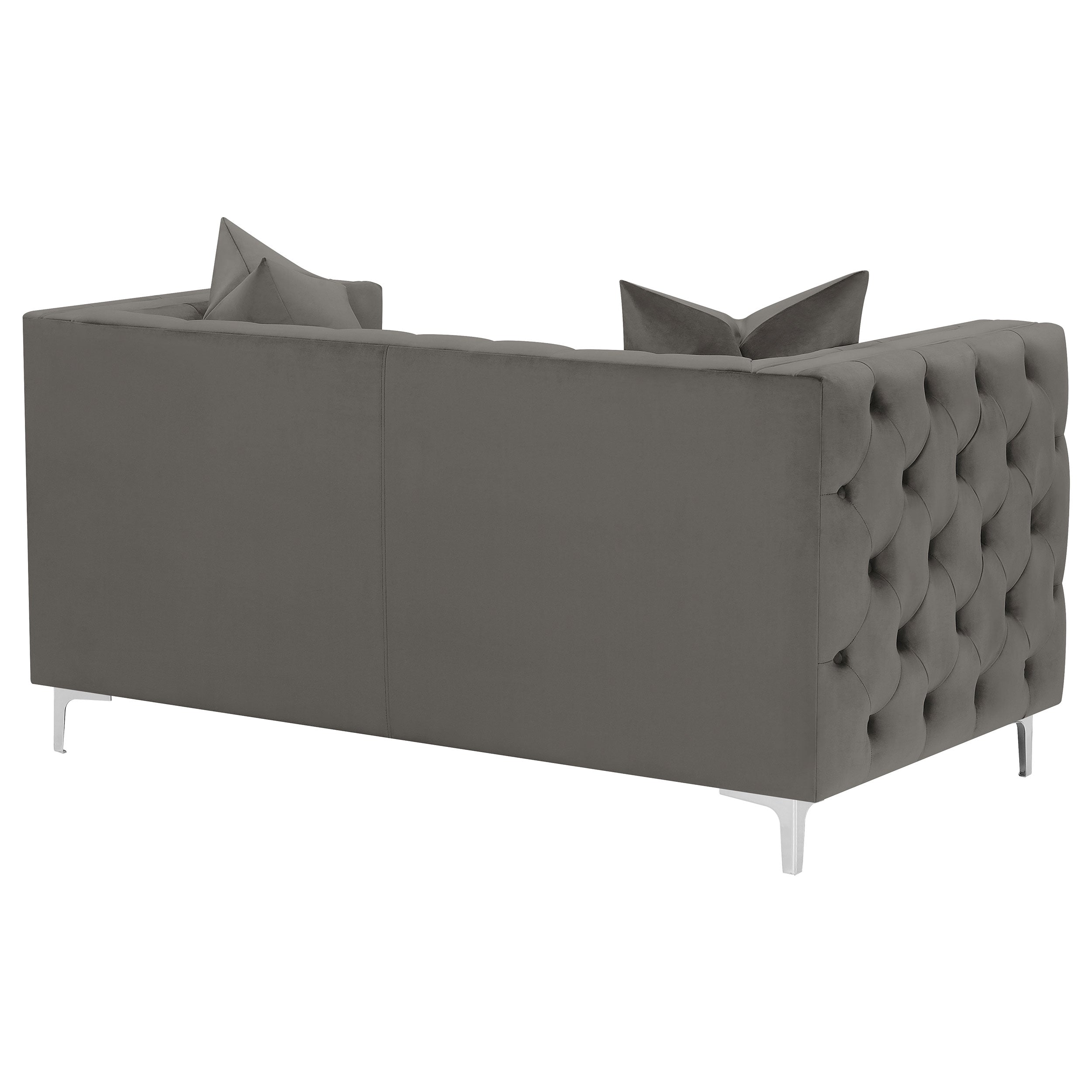 Phoebe Tufted Tuxedo Arms Loveseat Urban Bronze