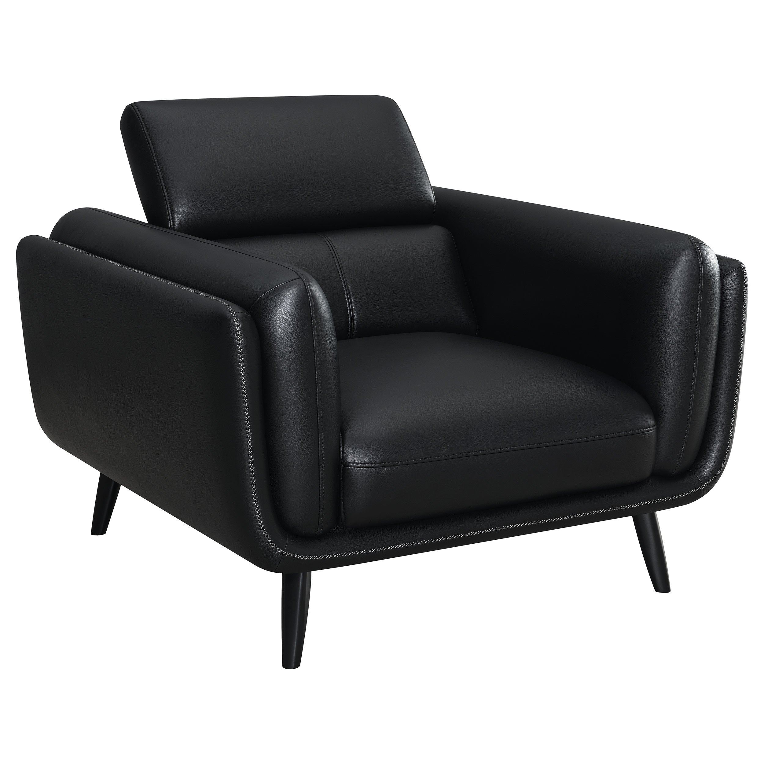 Shania Track Arms Chair with Tapered Legs Black