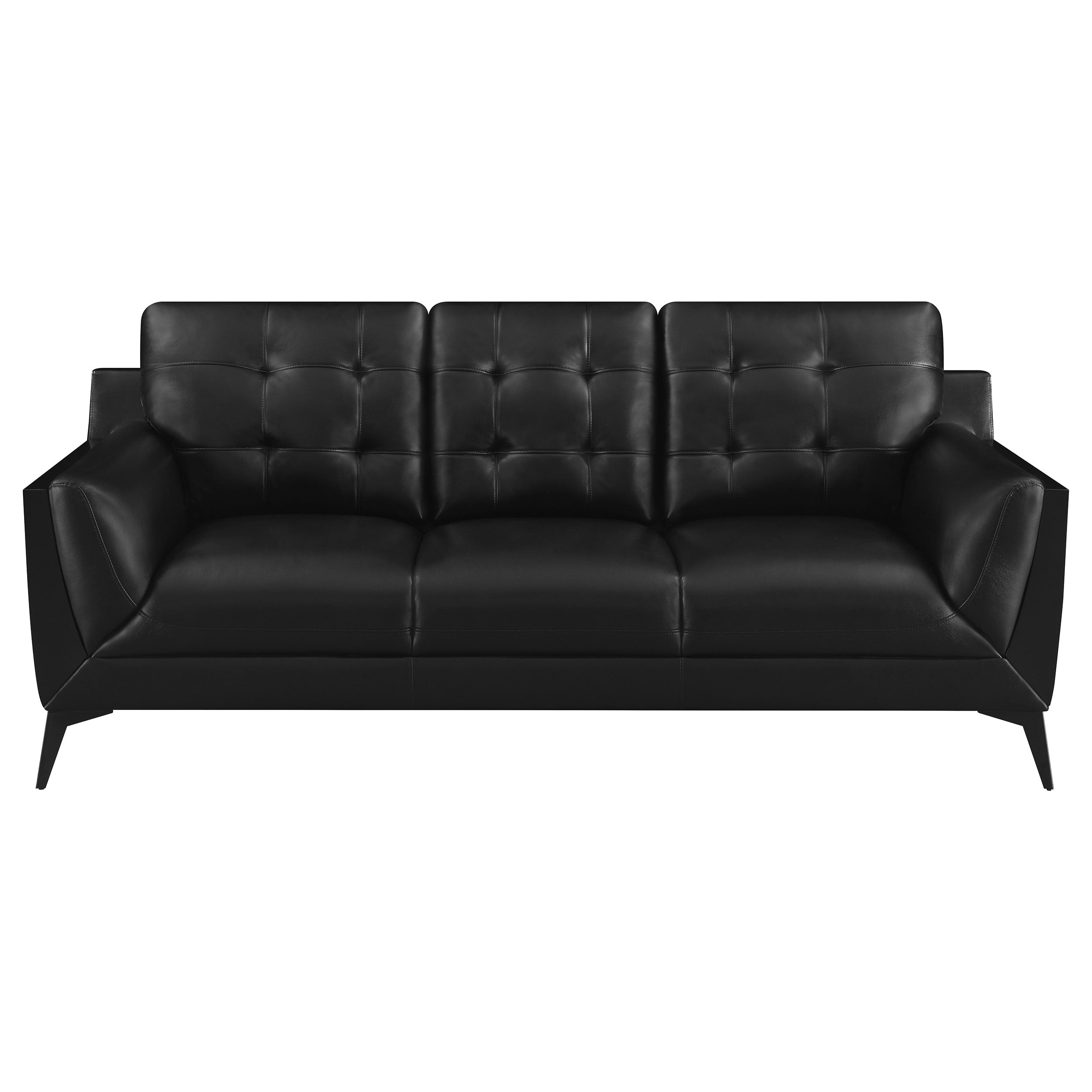 Moira Upholstered Tufted Living Room Set with Track Arms Black