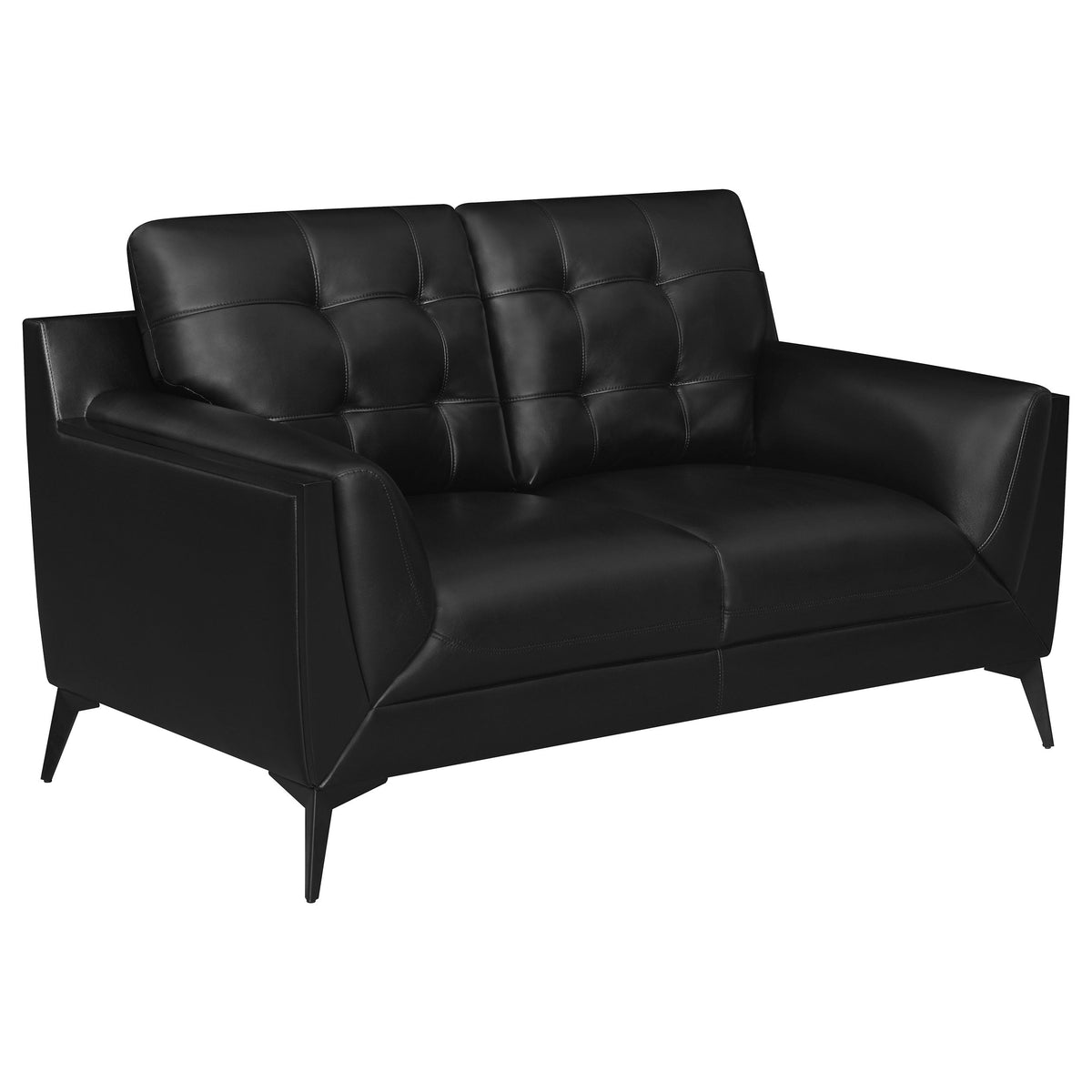 Moira Upholstered Tufted Loveseat with Track Arms Black