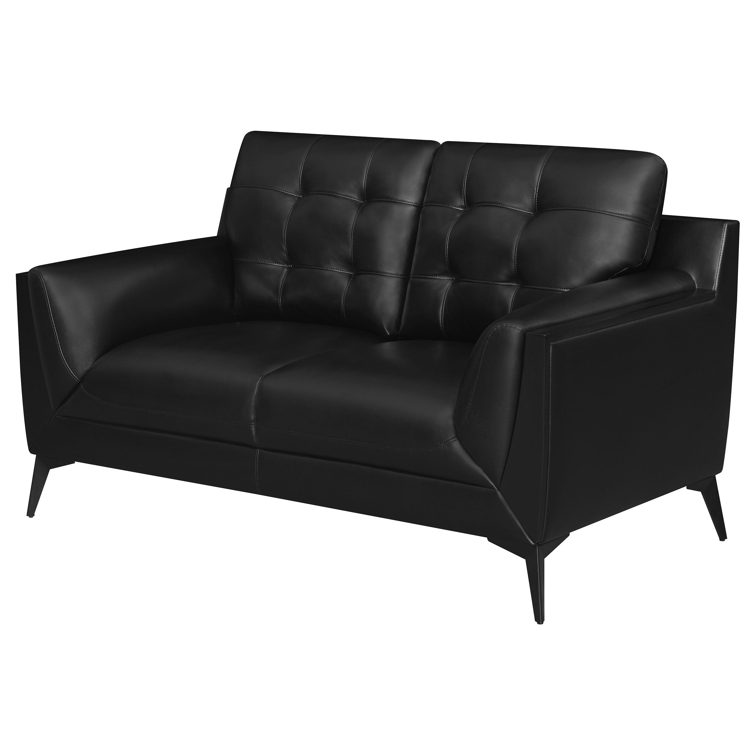 Moira Upholstered Tufted Loveseat with Track Arms Black