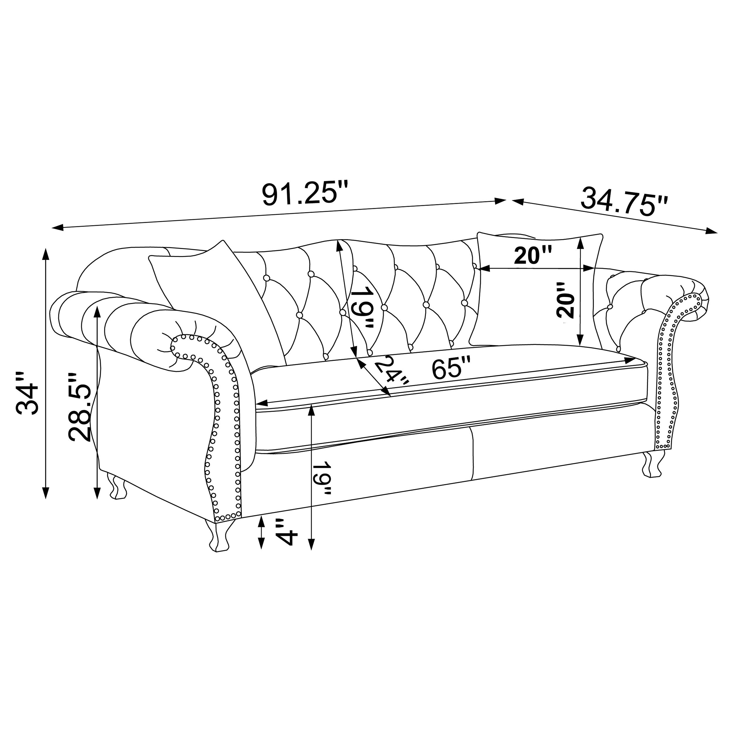 Frostine Upholstered Tufted Living Room Set Silver